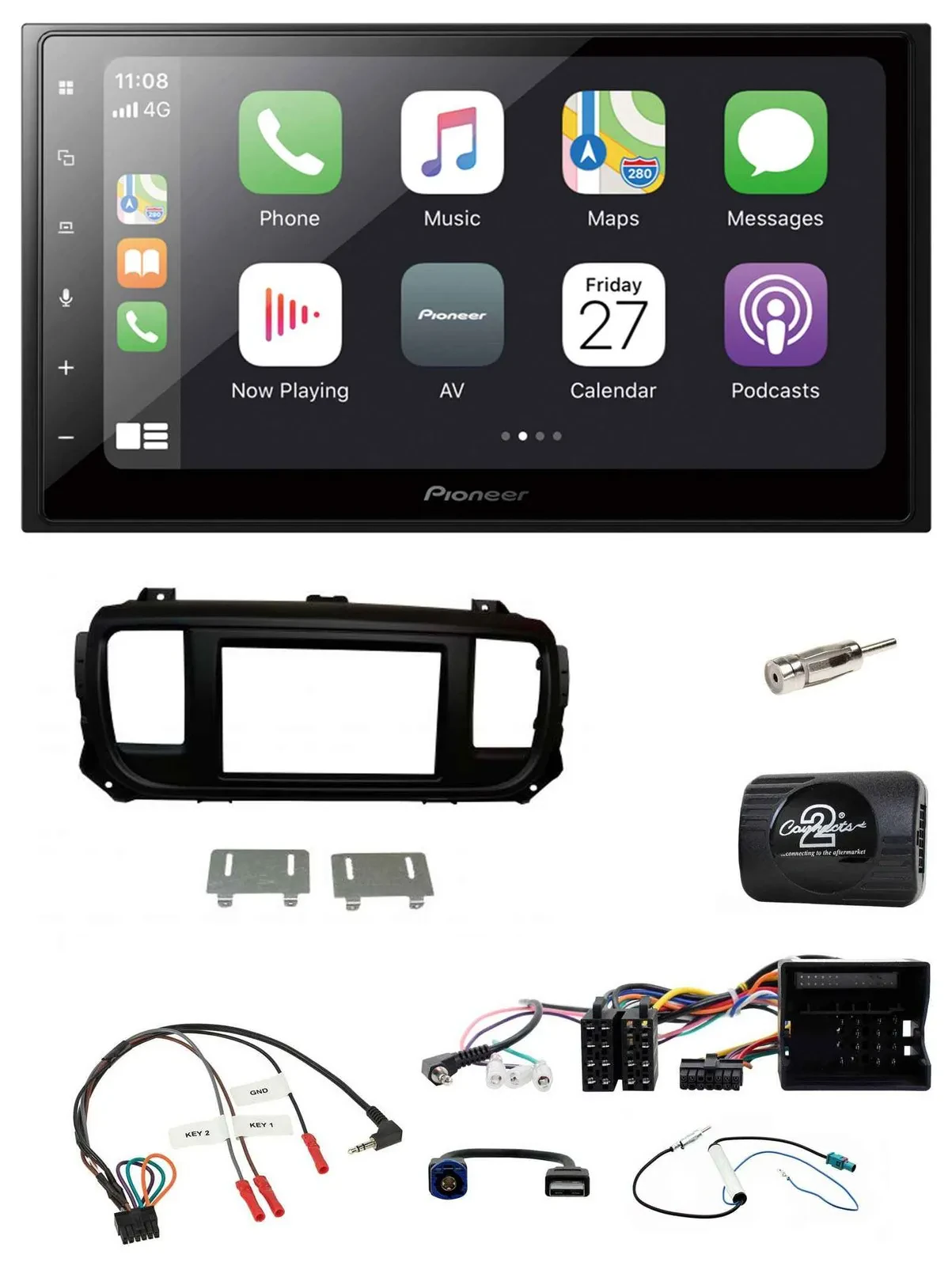 Автомагнитола для Citroen Jumpy Pioneer 2DIN, Bluetooth, DAB, USB, поддержка кнопок на руле