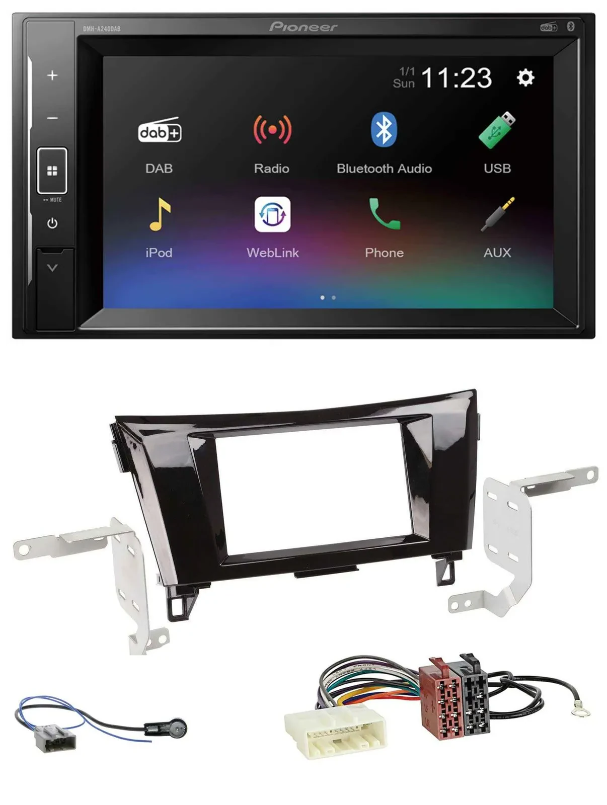 Pioneer DAB MP3 2DIN Bluetooth USB Autoradio für Nissan Qashqai X-Trail ab 14