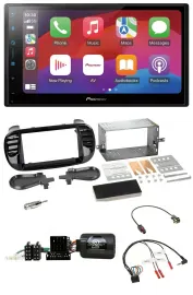Pioneer DAB USB Lenkrad Bluetooth 2DIN Autoradio für Fiat 500 Fakra 08-15 schwar