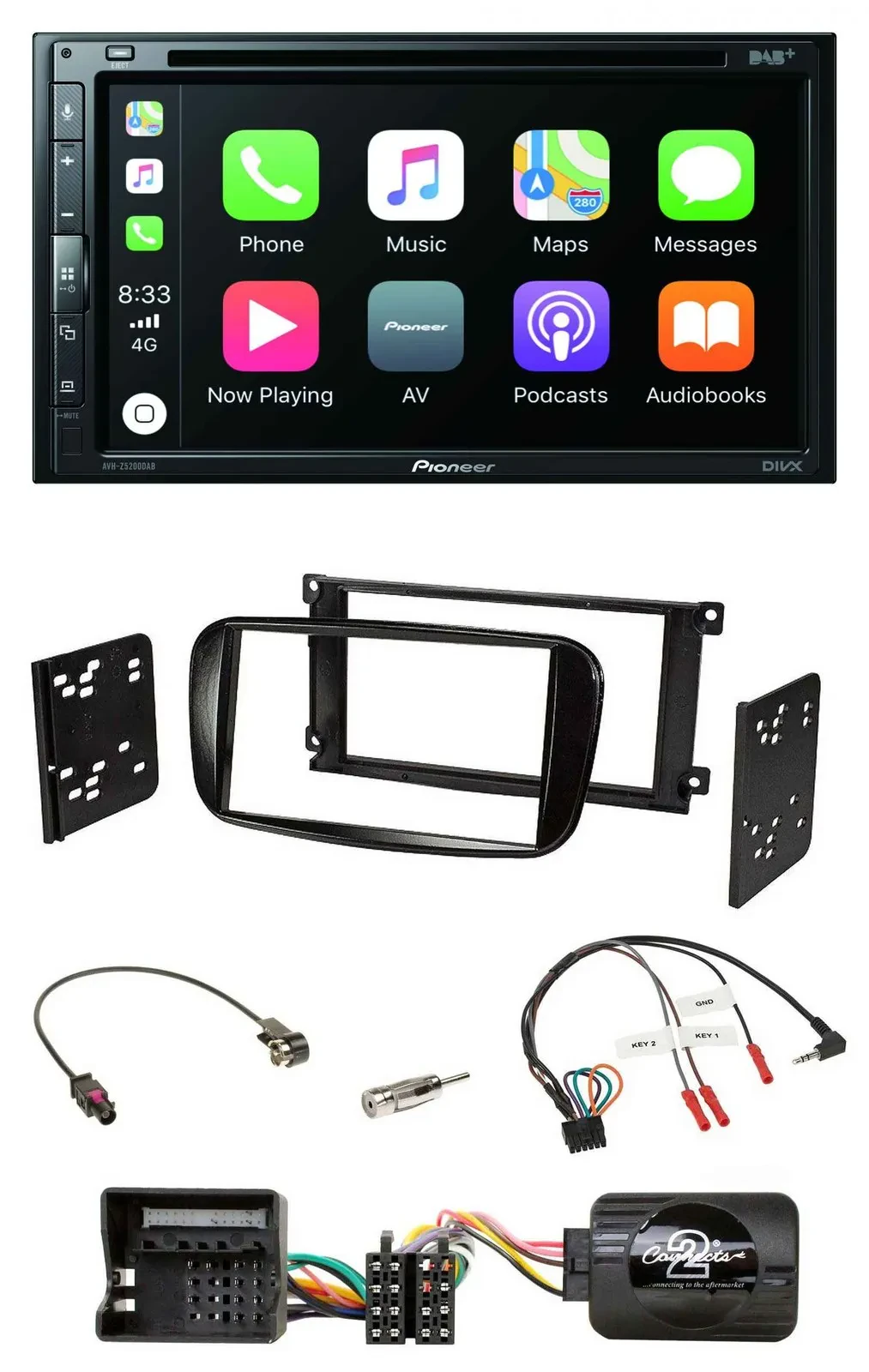 Pioneer DVD 2DIN Lenkrad DAB Bluetooth USB Autoradio für Ford C-Max Focus Galaxy