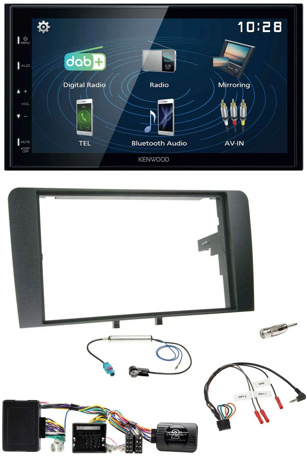 Автомагнитола Kenwood 2DIN, Bluetooth, USB, DAB, для Audi A3 8P (2003–2012), поддержка кнопок на руле, совместима с Bose активной системой