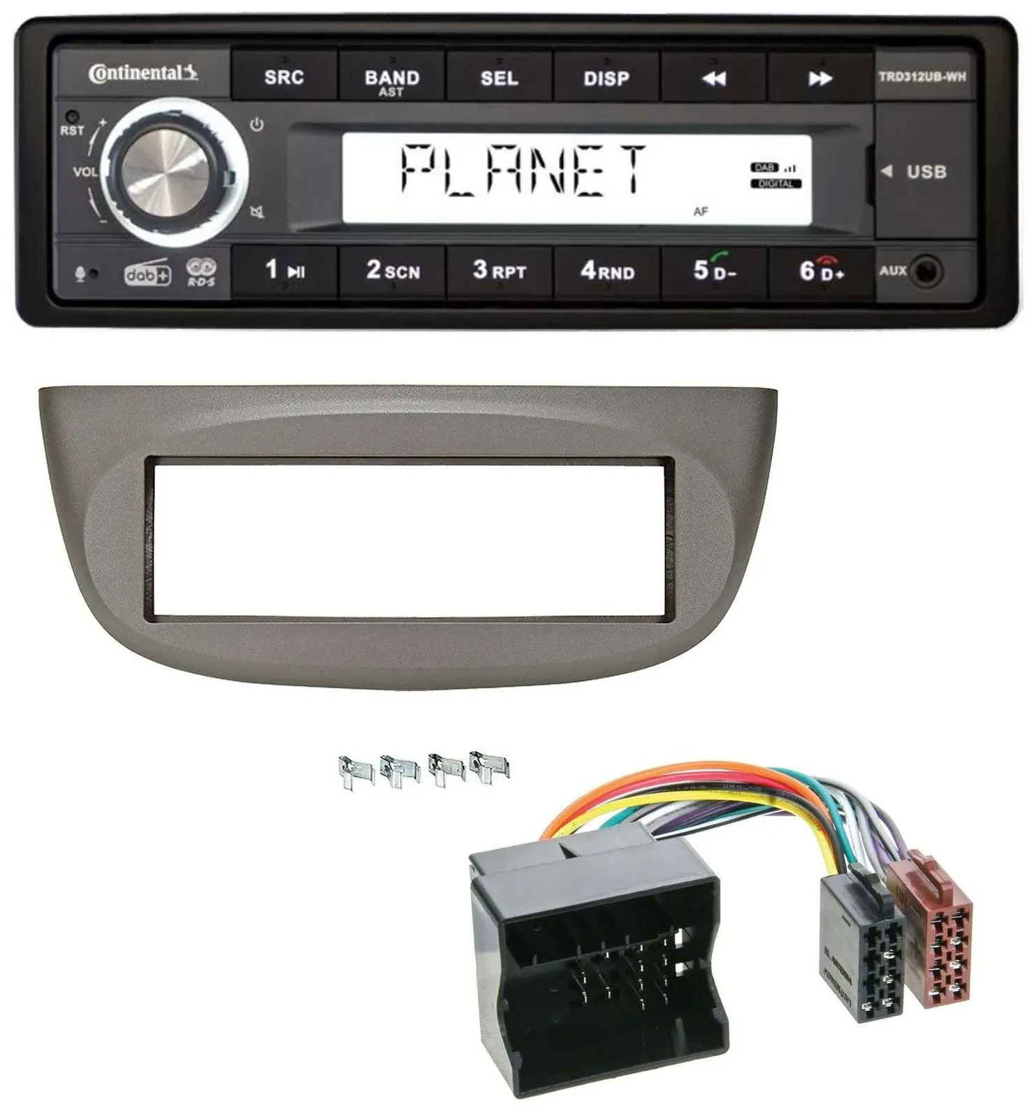 Continental USB 1DIN AUX DAB MP3 Autoradio für Renault Twingo 07-14 beige-grau