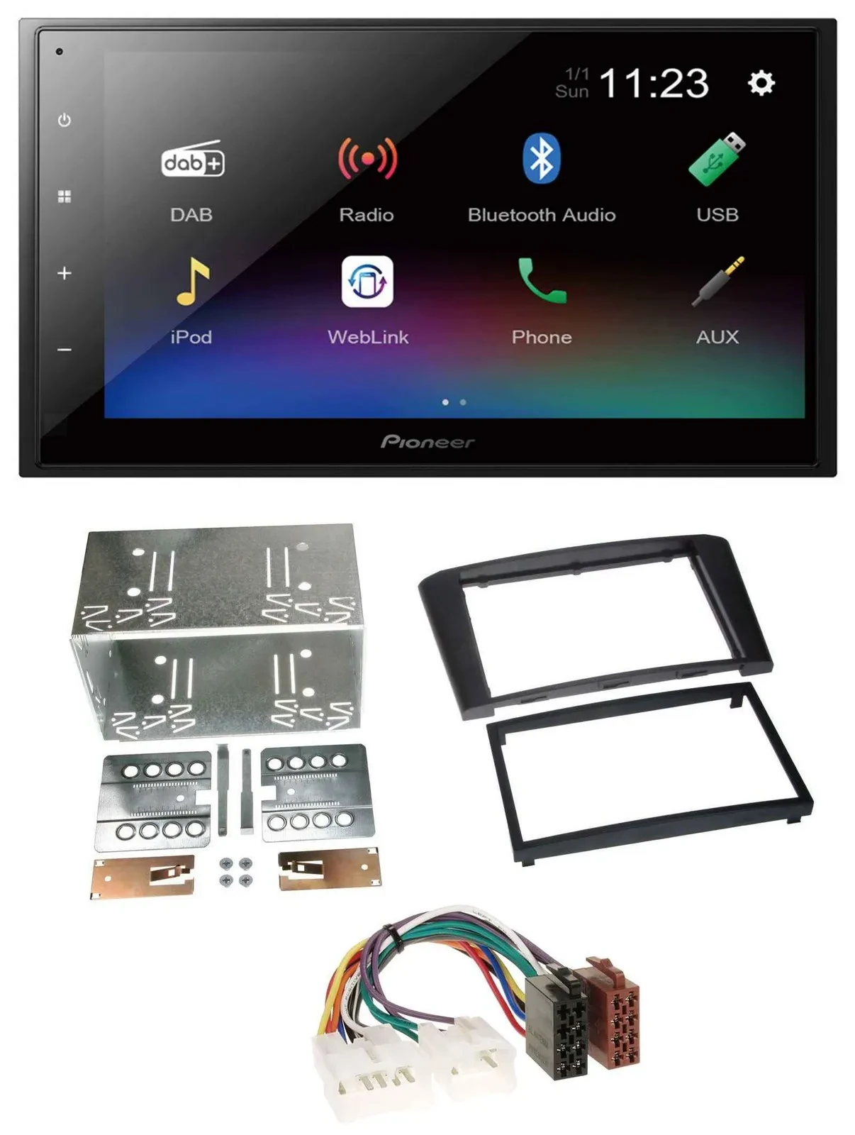Автомагнитола Pioneer 2DIN, USB, Bluetooth, DAB, MP3 для Toyota Avensis 2003–2009
