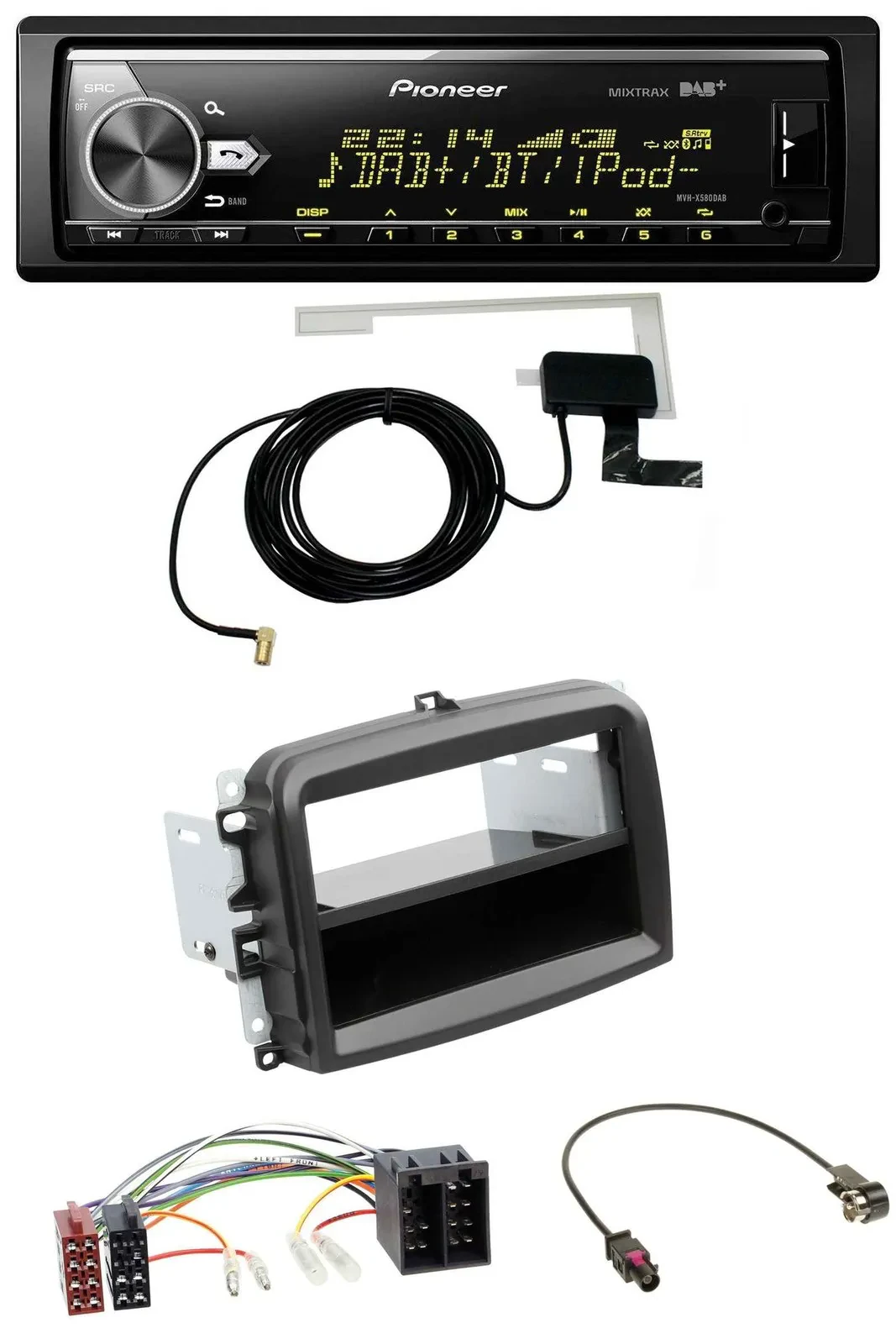 Автомагнитола для Fiat 500L Pioneer Bluetooth DAB USB MP3 (с ISO, с 2012)