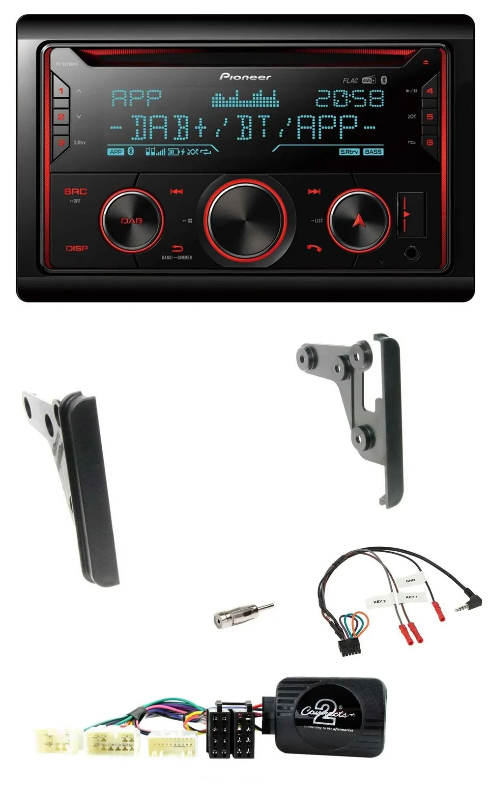 Pioneer 2DIN DAB Lenkrad Bluetooth USB CD Autoradio für Toyota RAV 4 2001-2005
