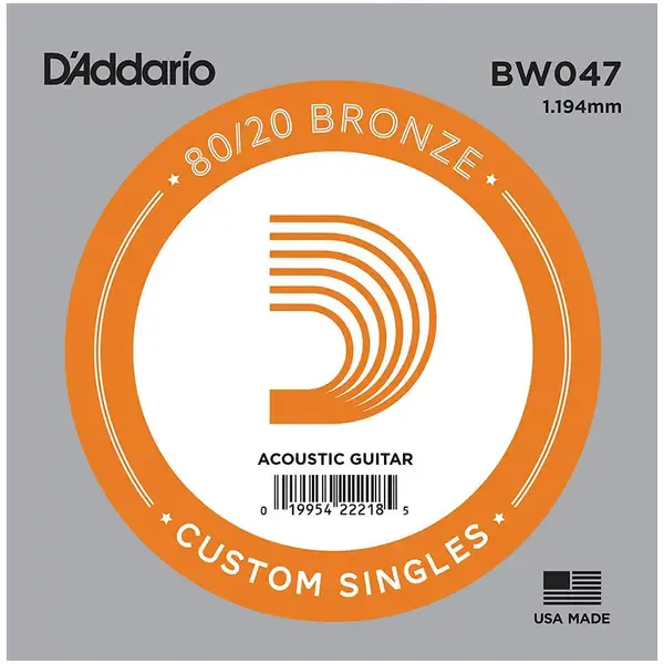 Струна одиночная D'Addario BW047 Bronze 80/20 047