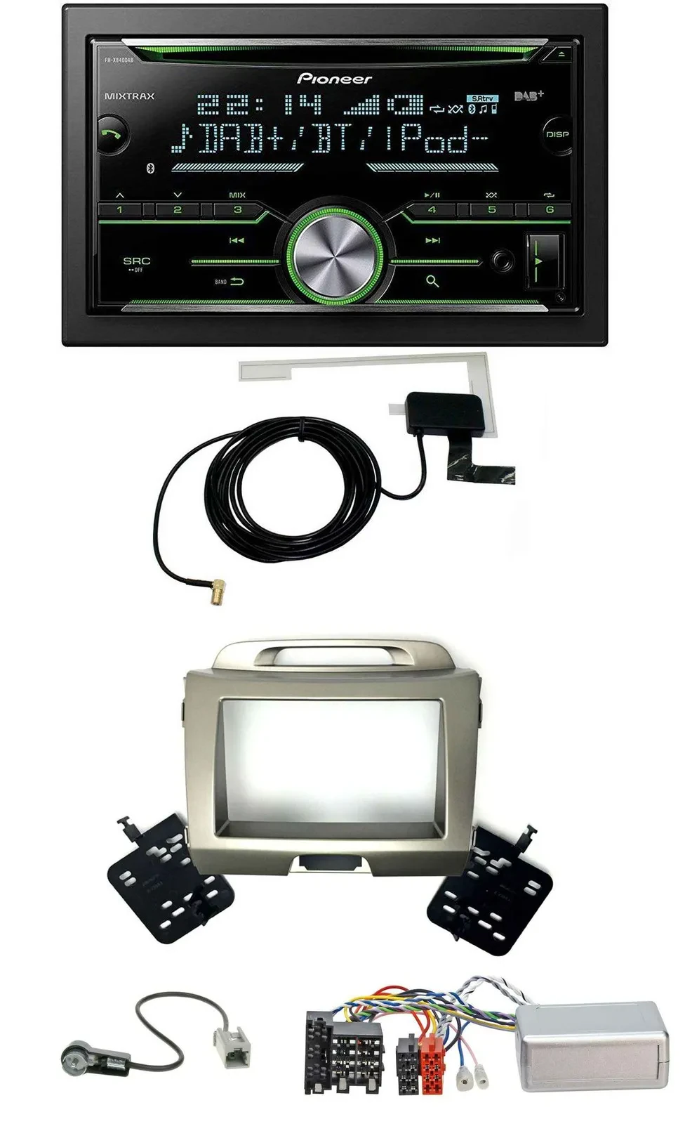 Автомагнитола для Kia Sportage 3 (2010–2015) Pioneer CD/USB/Bluetooth, 2DIN, DAB, поддержка управления на руле