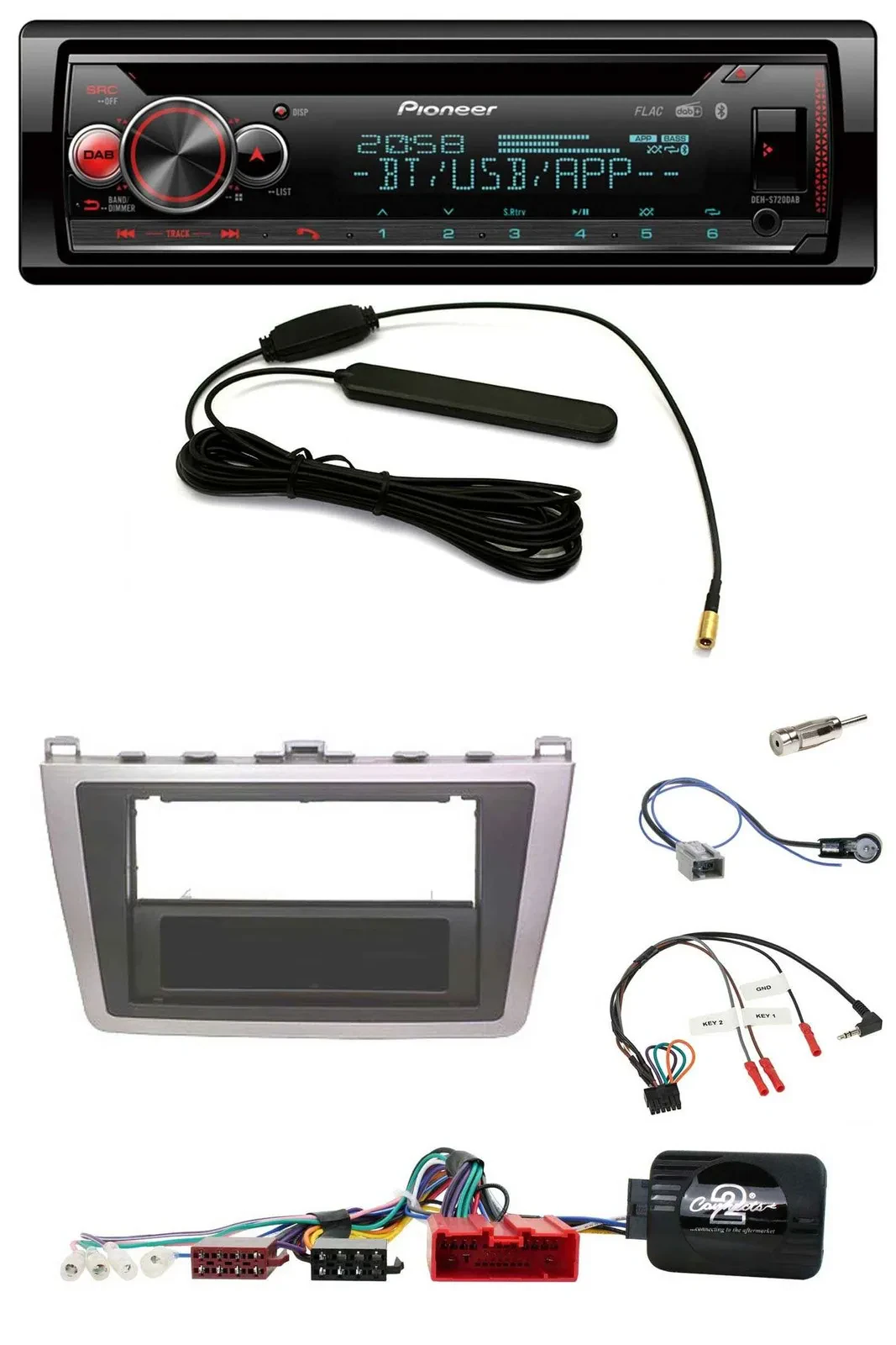 Pioneer USB DAB Lenkrad Bluetooth CD Autoradio für Mazda 6 08-12 silber schwarz