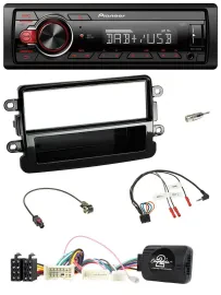 Автомагнитола Pioneer 1-DIN, DAB, USB, совместима с кнопками на руле, для Dacia (с 2012), черный глянец
