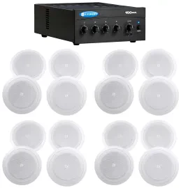 Crown 160MA 60 Watt Amplifier+(16) 8" JBL Speakers For Restaurant/Bar/Cafe