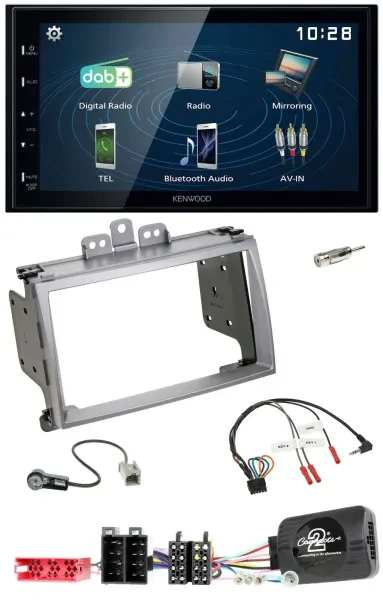 Kenwood 2DIN Bluetooth Lenkrad USB DAB Autoradio für Hyundai i20 2009-2012 silbe