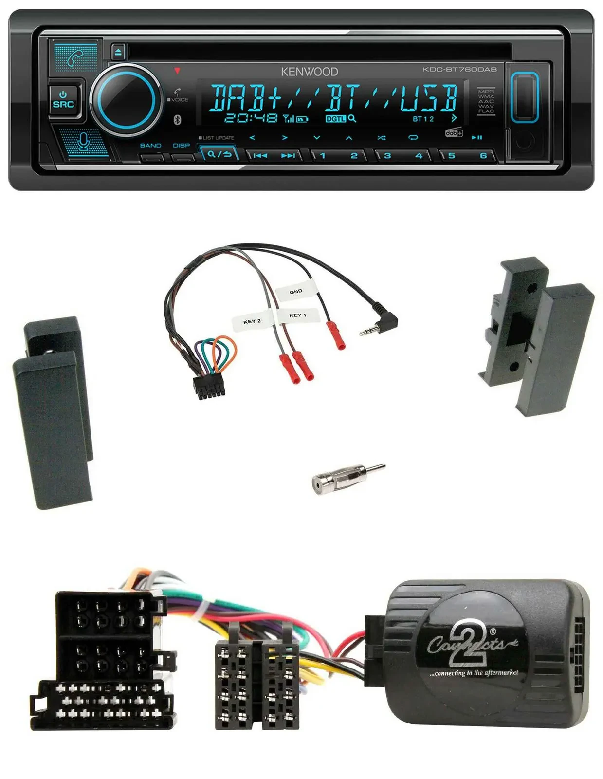 Автомагнитола Kenwood Bluetooth, DAB, USB, CD, поддержка управления на руле для Seat Leon 2002–2006, Toledo