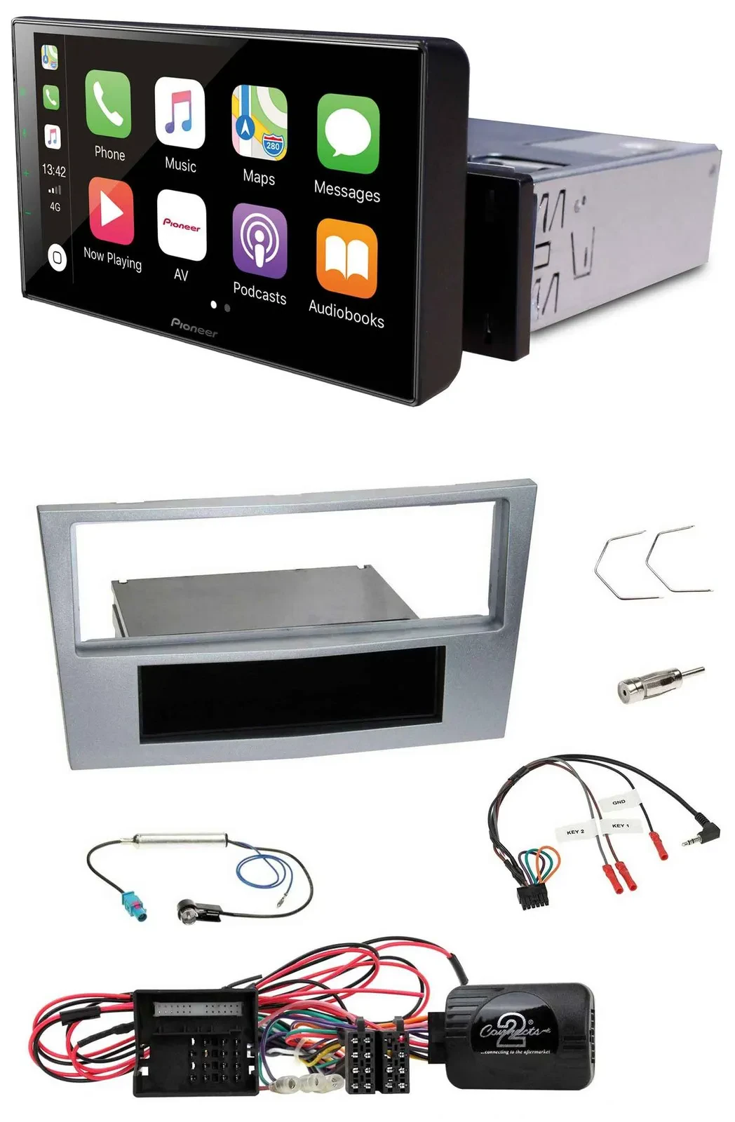 Pioneer Bluetooth Lenkrad DAB USB Autoradio für Opel Corsa D matt-chrom 09-14