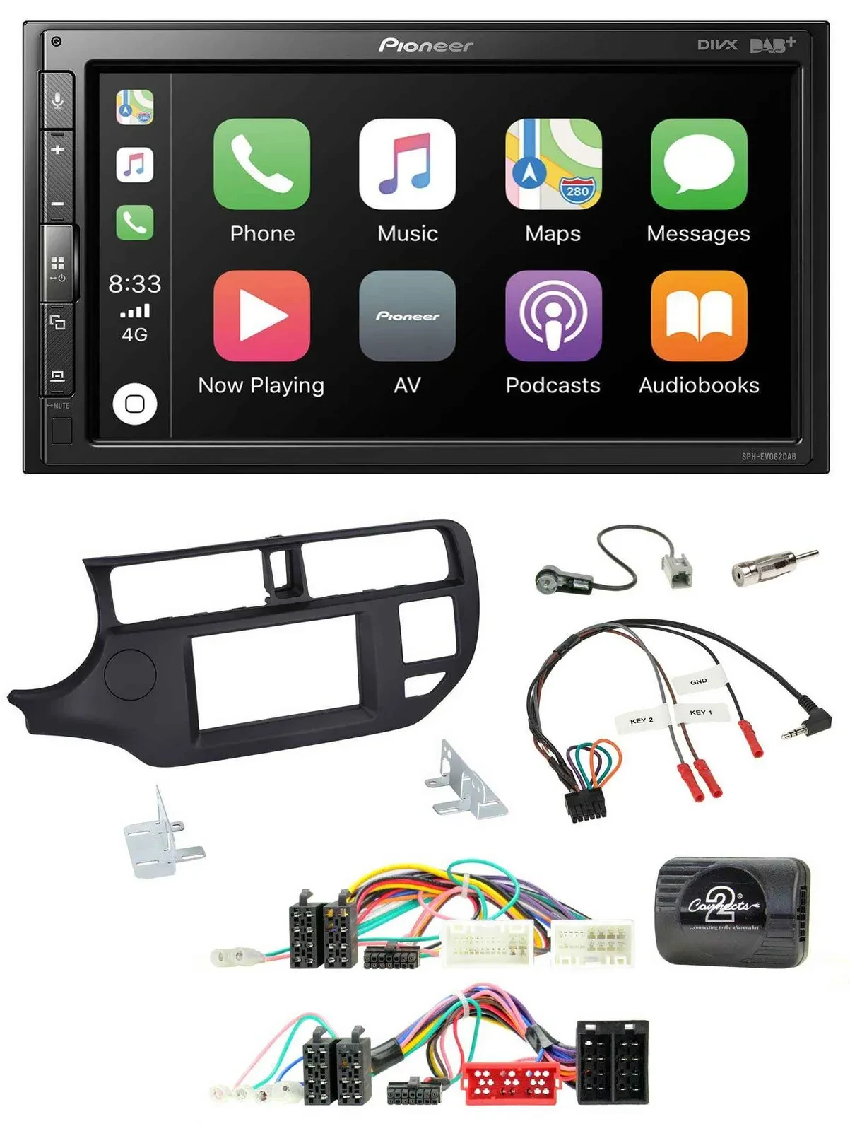 Pioneer USB Lenkrad DAB 2DIN Bluetooth Autoradio für Kia Rio UB 11-15 schwarz