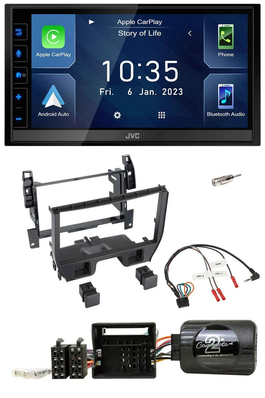 JVC DAB Bluetooth Lenkrad USB 2DIN Autoradio für Citroen C3 2010-2014