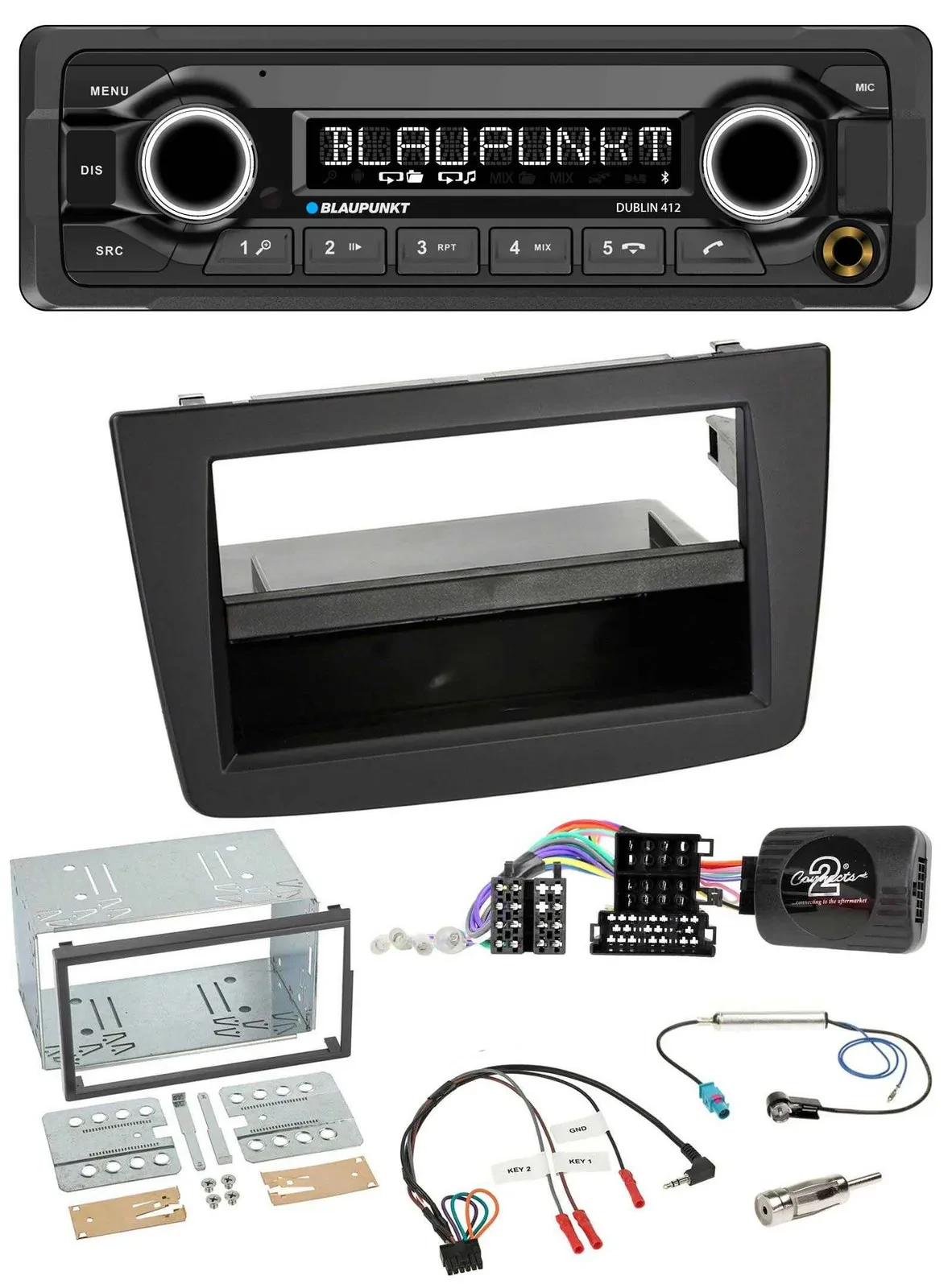 Автомагнитола Blaupunkt Bluetooth, MP3, USB, поддержка кнопок на руле для Alfa Romeo MiTo 2008–2014 черная