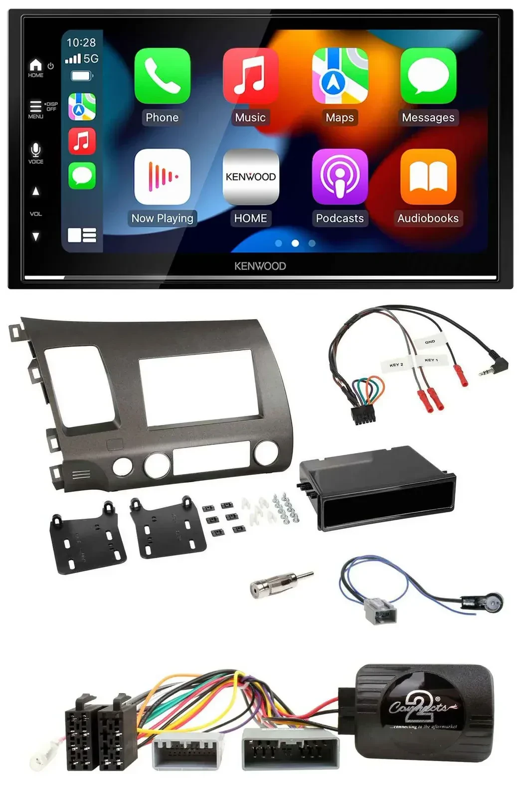 Автомагнитола для Honda Civic 2006–2010 Hybrid Kenwood 2-DIN, DAB, USB, Bluetooth