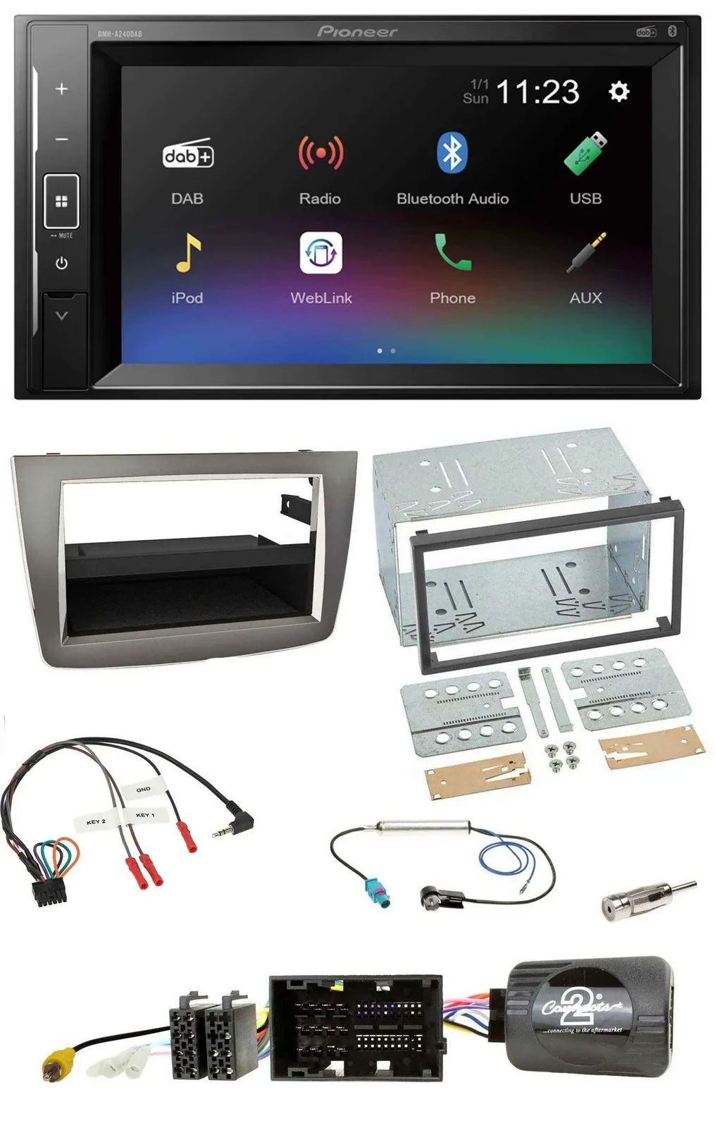 Pioneer DAB Lenkrad 2DIN Bluetooth USB Autoradio für Alfa Romeo Mito 2014-2018 s