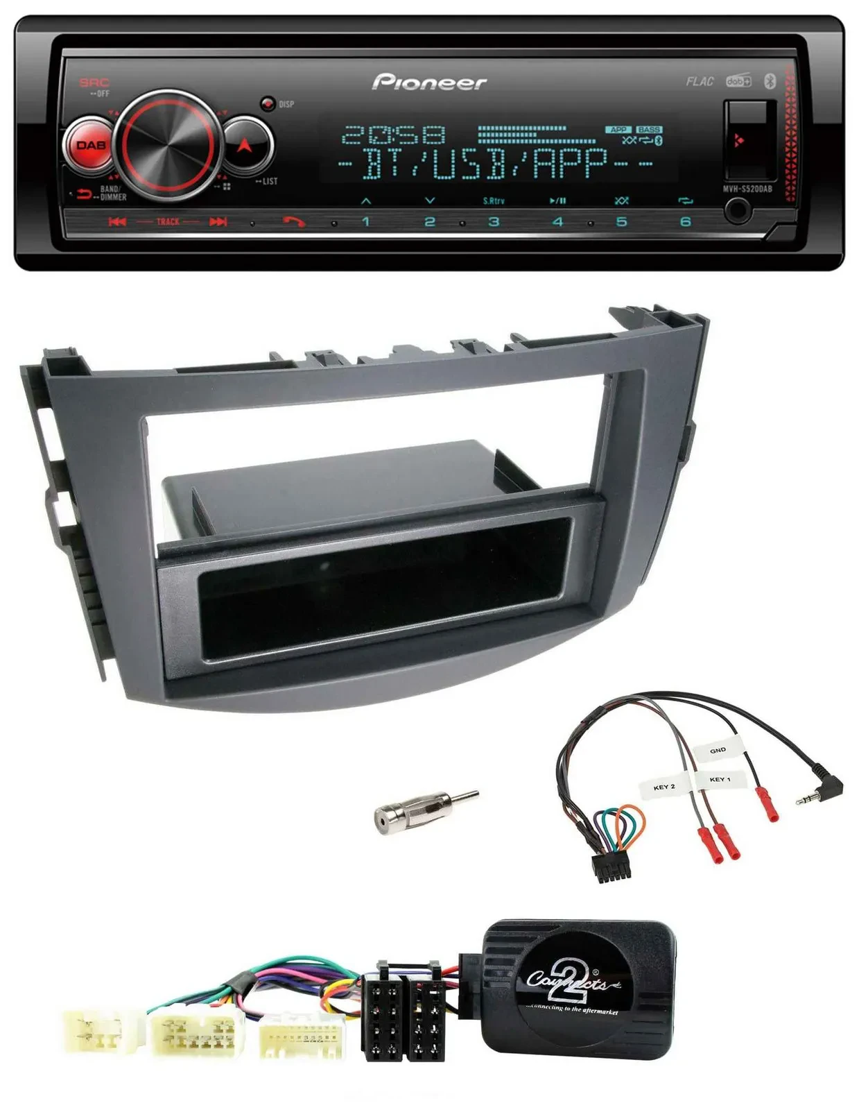 Автомагнитола для Toyota RAV4 2006–2011 Pioneer Bluetooth, USB, DAB, поддержка кнопок на руле