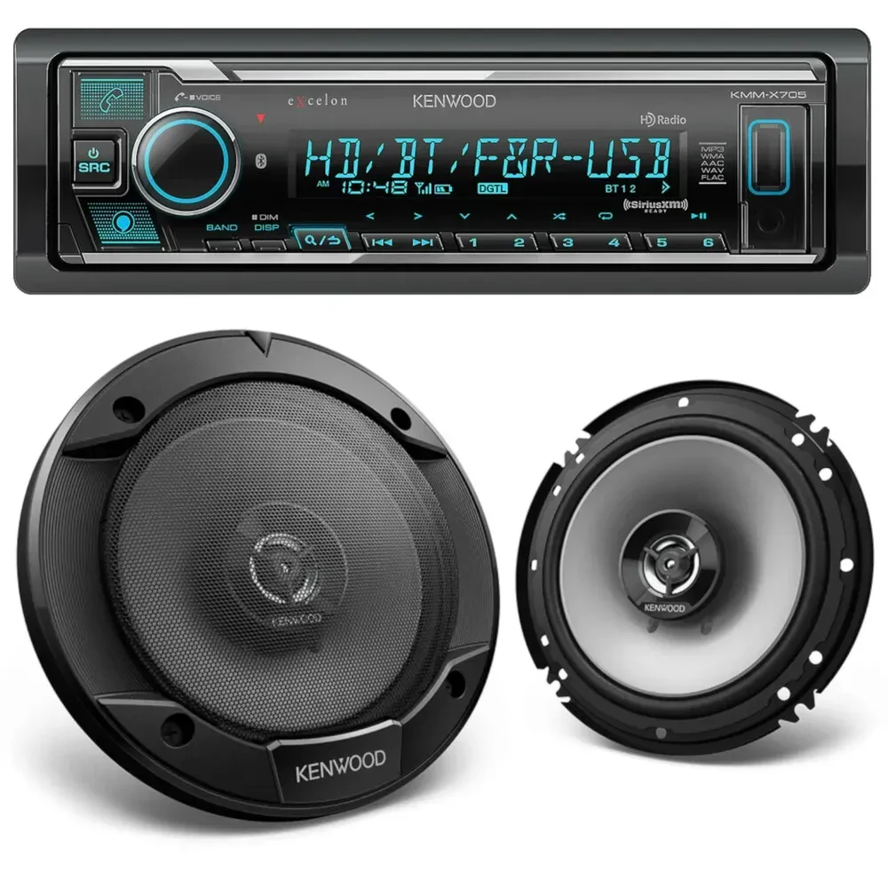 Автомагнитола Kenwood KMM-X705 (набор) сенсорный экран с 6.5" коаксиальными колонками