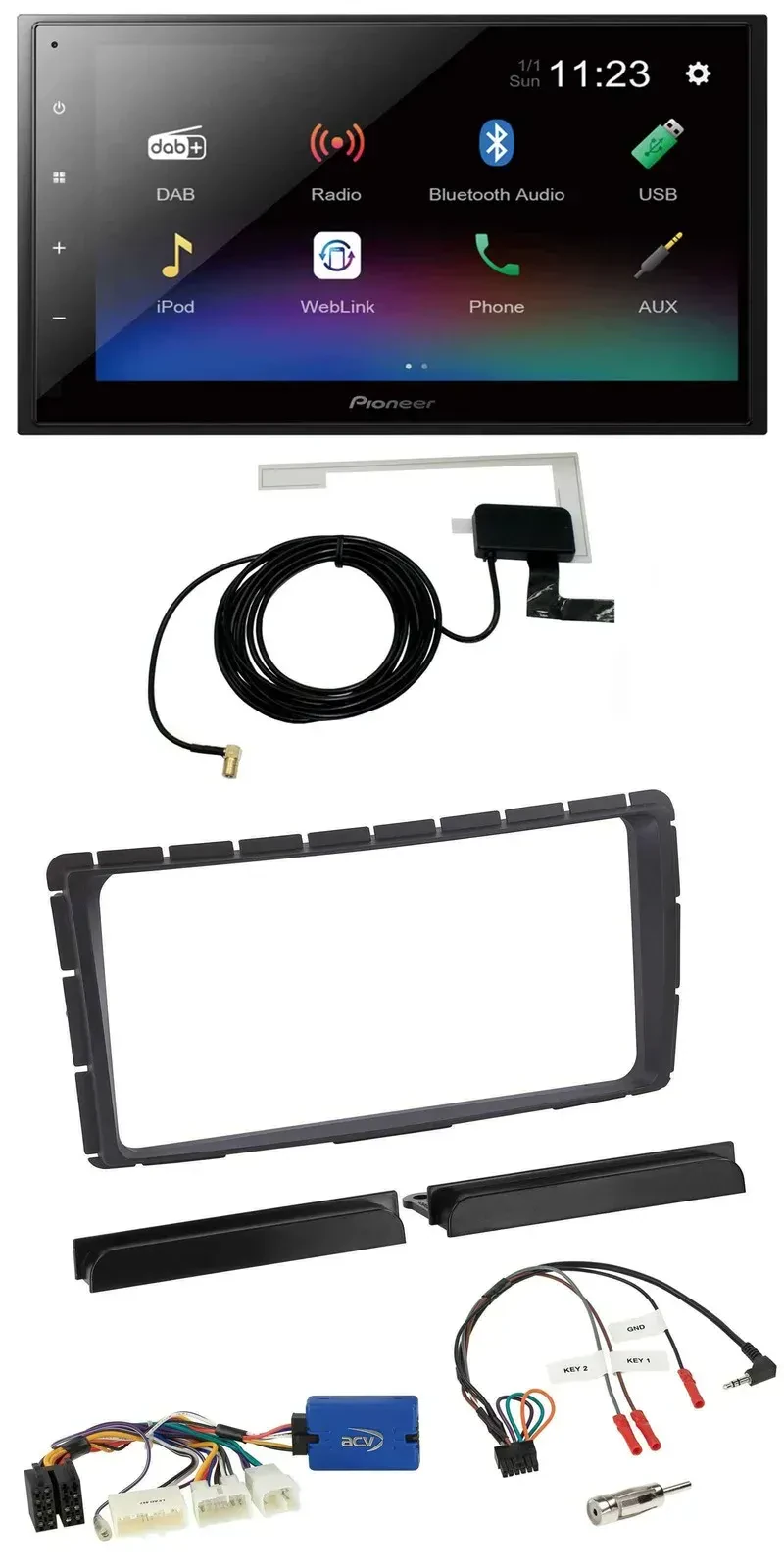 Автомагнитола Pioneer 2DIN DAB Bluetooth USB для Toyota Hilux (с 2011), 28-pin