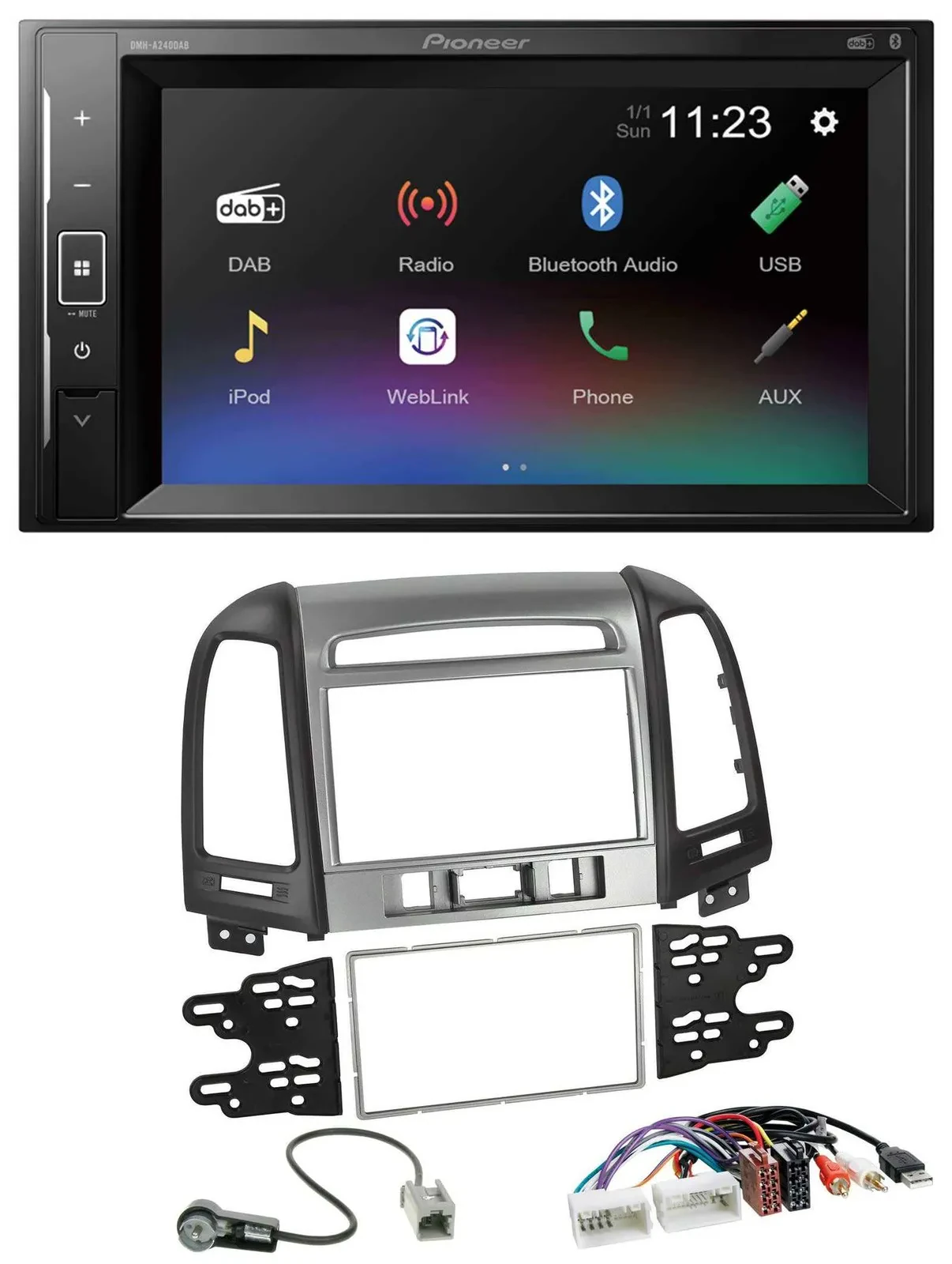 Автомагнитола для Hyundai Santa Fe Pioneer 2DIN DAB Bluetooth USB AUX MP3