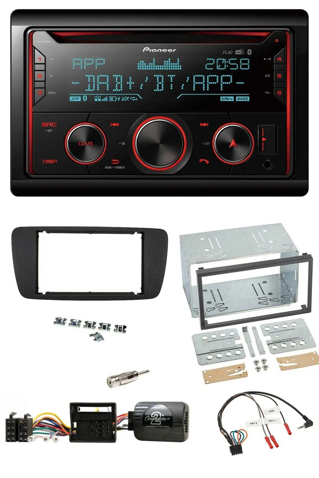 Pioneer 2DIN DAB Lenkrad Bluetooth USB CD Autoradio für Seat Ibiza ab 08 nitschw