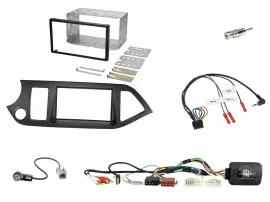 Einbauset Lenkradadapter Doppel DIN Autoradio für Kia Picanto ab 11 AUX,USB m. S