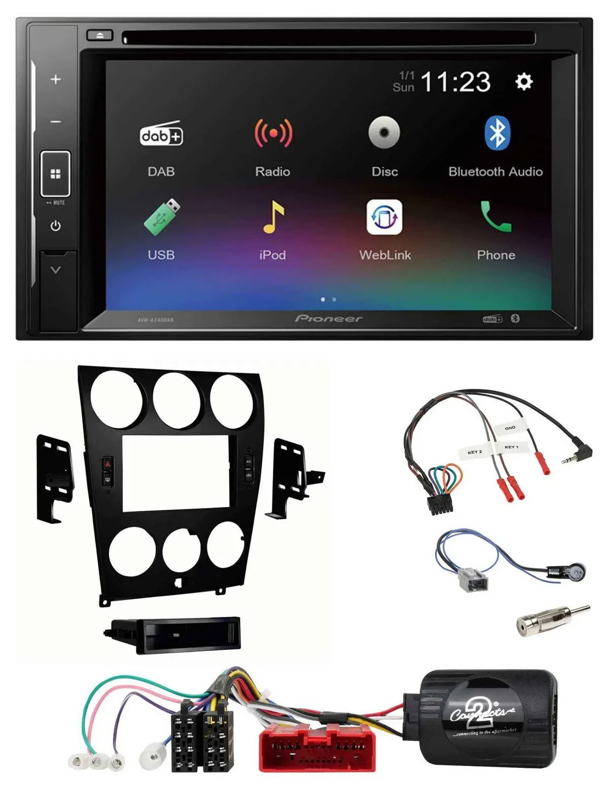 Pioneer Bluetooth Lenkrad USB 2DIN DAB DVD Autoradio für Mazda 6 2006-2008