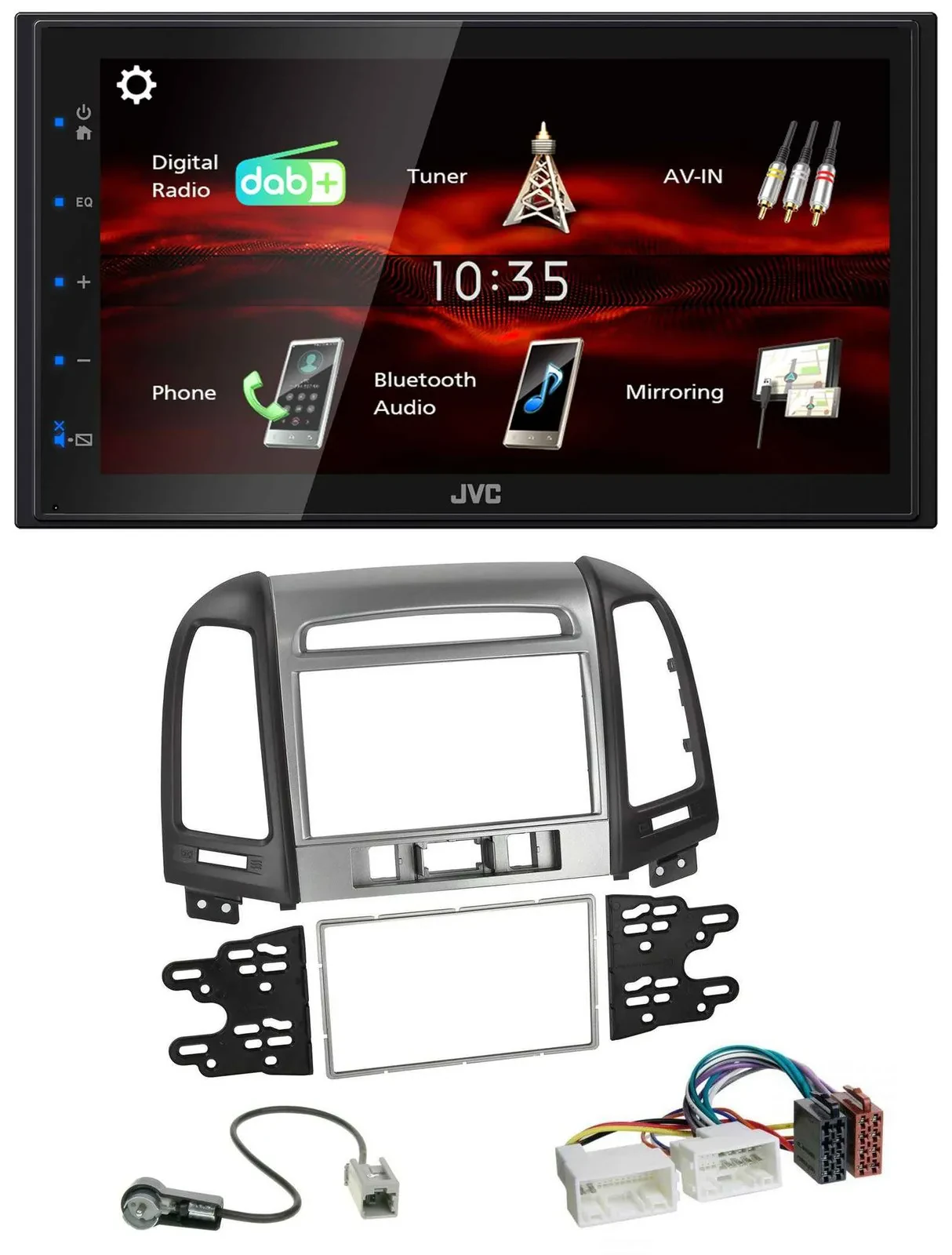 JVC USB Bluetooth MP3 DAB 2DIN Autoradio für Hyundai Santa Fe 3 Schalter 06-12