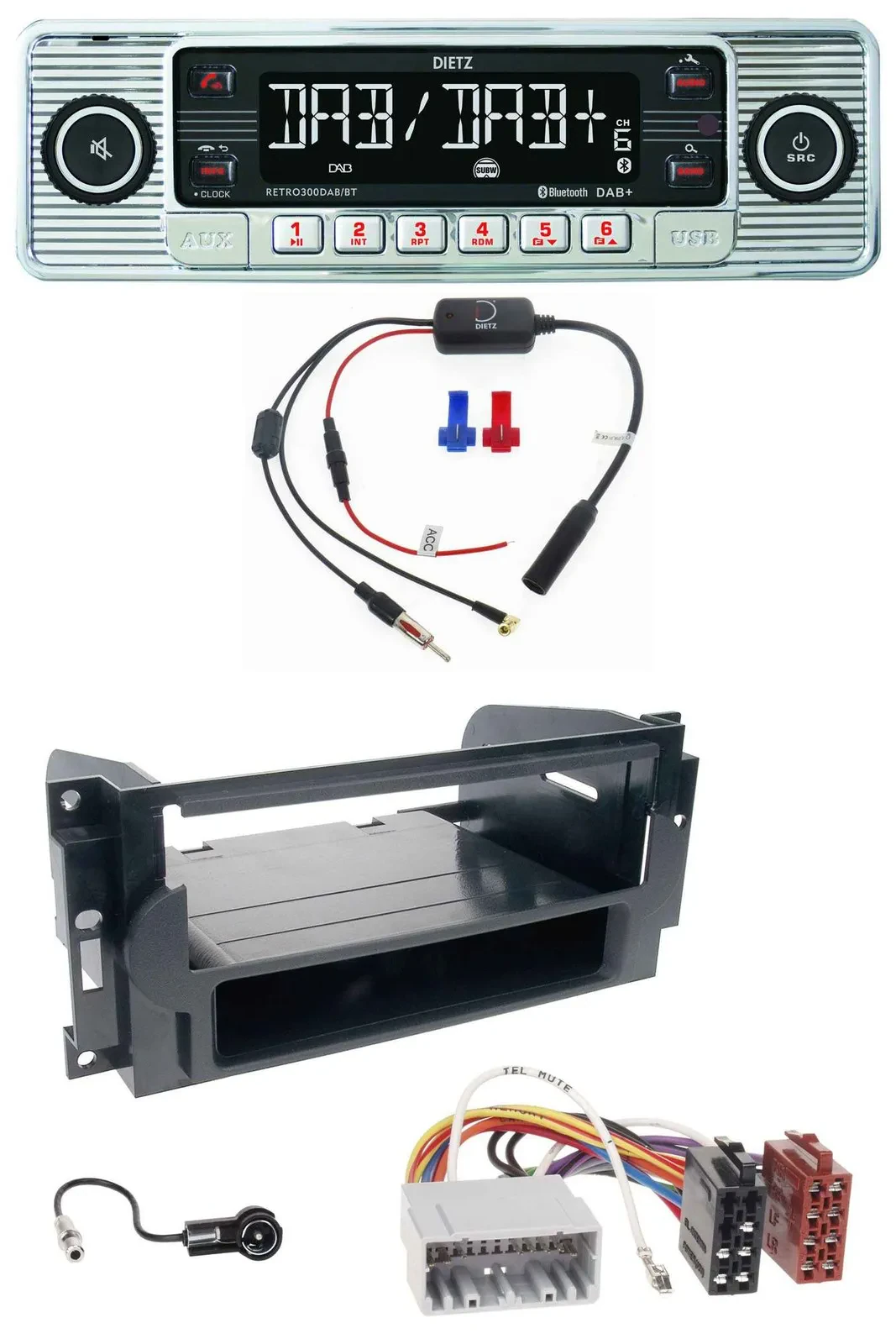 Dietz DAB USB MP3 Bluetooth Autoradio für Chrysler PT Cruiser 300C Dodge Jeep Co