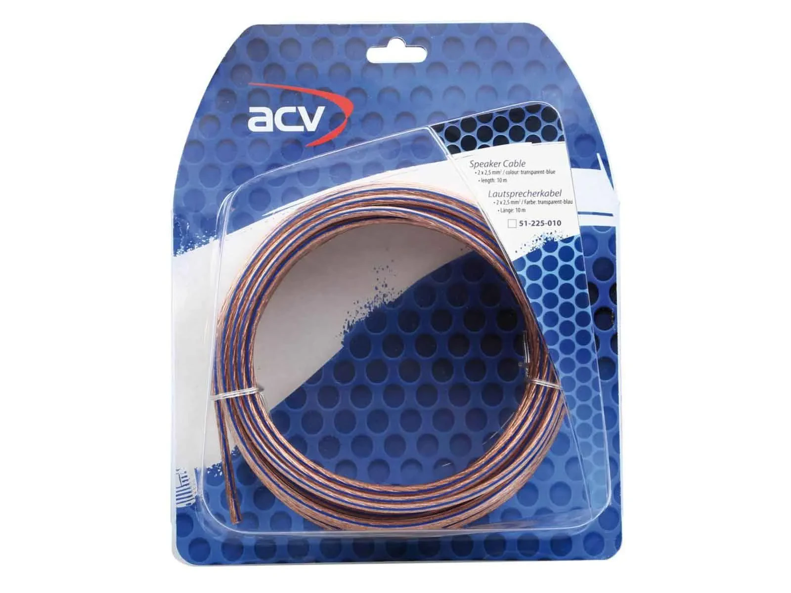 ACV Lautsprecherkabel 2x2,50mm² transparent blau 10m 51-225-010