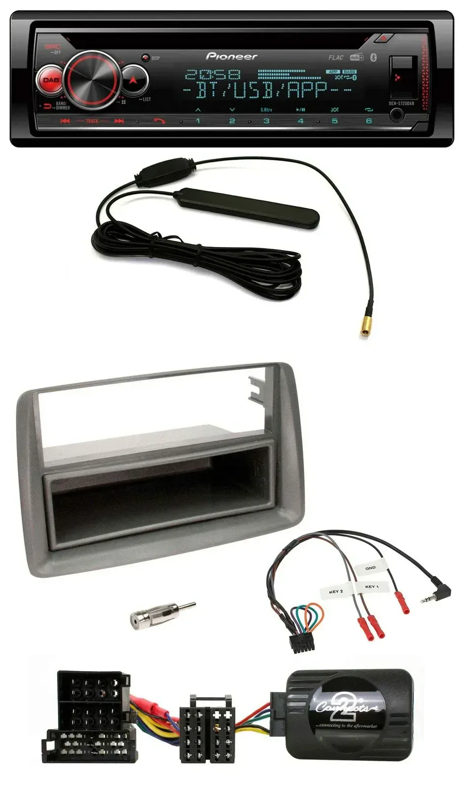 Автомагнитола Pioneer USB, DAB, Bluetooth, CD, для Alfa Romeo GT/147, серебристая