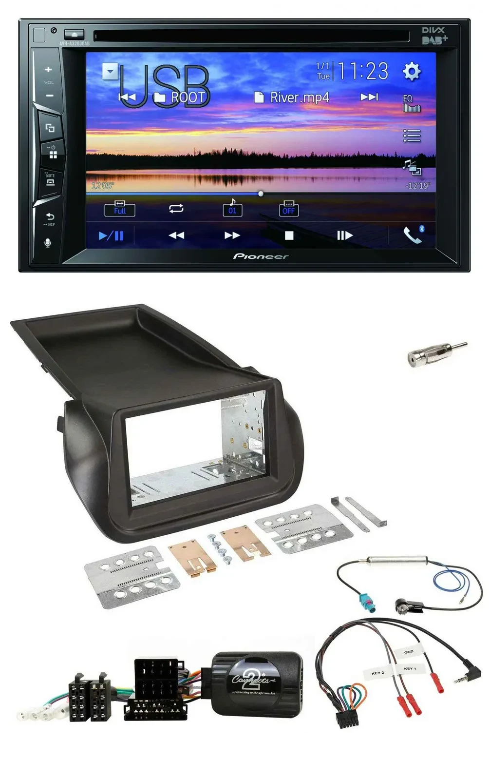 Pioneer Bluetooth 2DIN USB DVD DAB Lenkrad Autoradio für Citroen Nemo Peugeot Bi