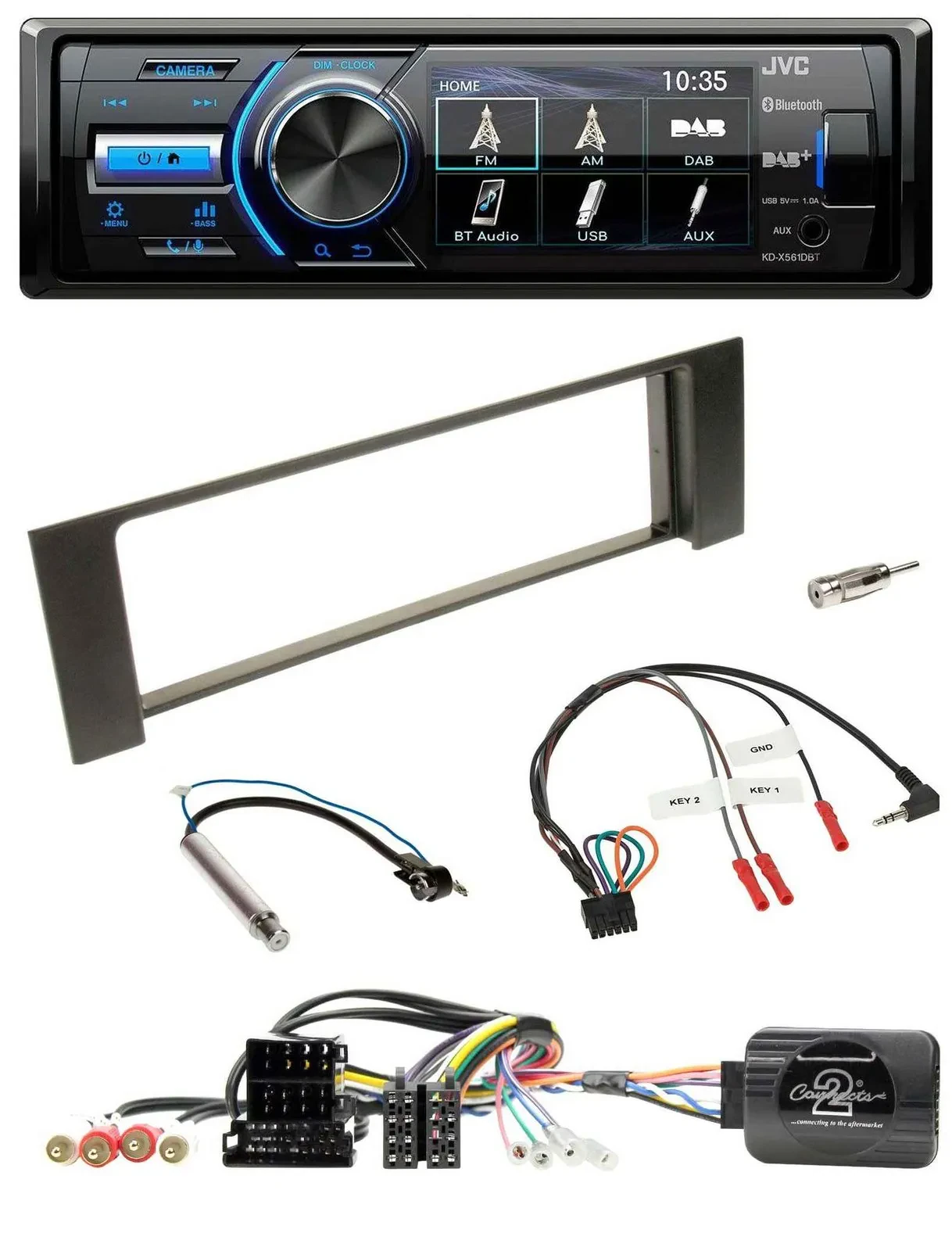 JVC Bluetooth Lenkrad USB DAB Autoradio für Audi A4 2000-2004 Can-Bus ISO