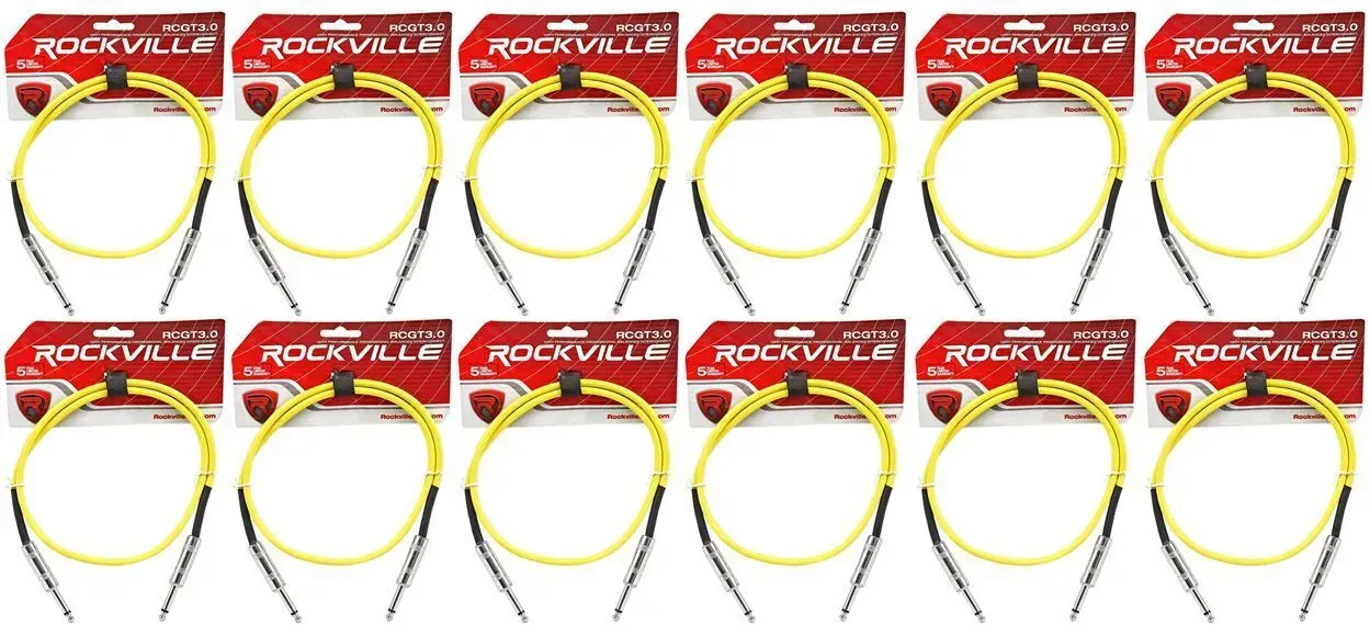 Инструментальный кабель Rockville RCGT3.0Y Yellow 0.9 м (12 штук)