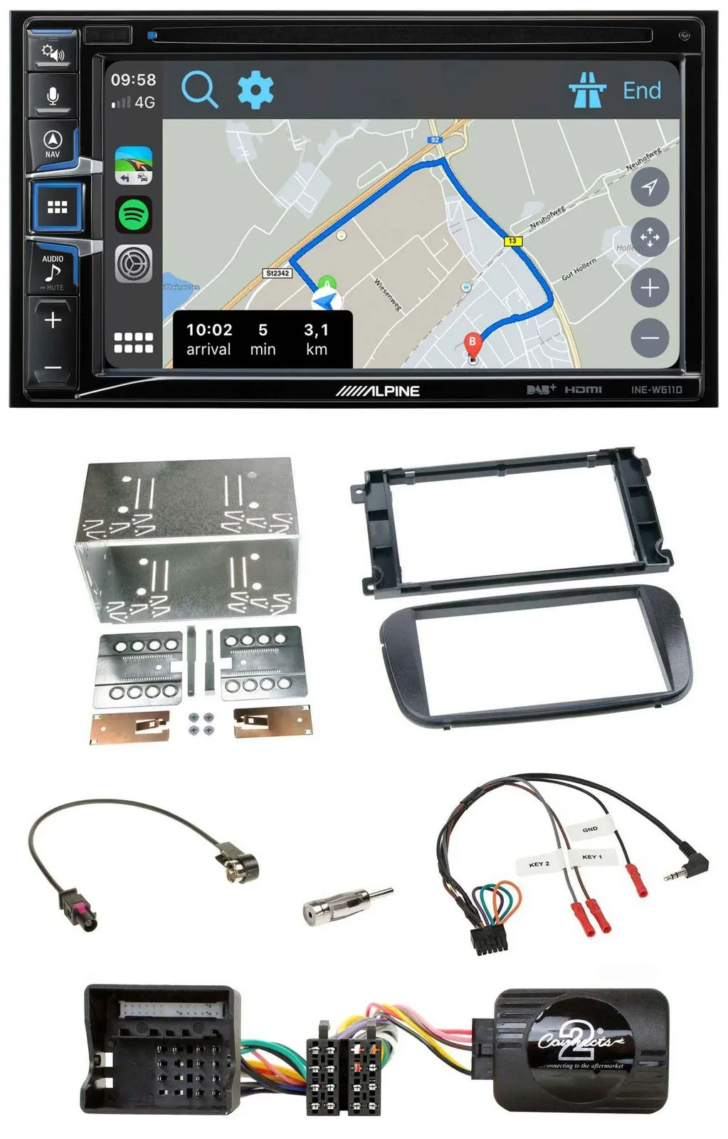 Alpine DAB TMC Bluetooth 2DIN USB Lenkrad Navigation für Ford Focus C Max Galaxy
