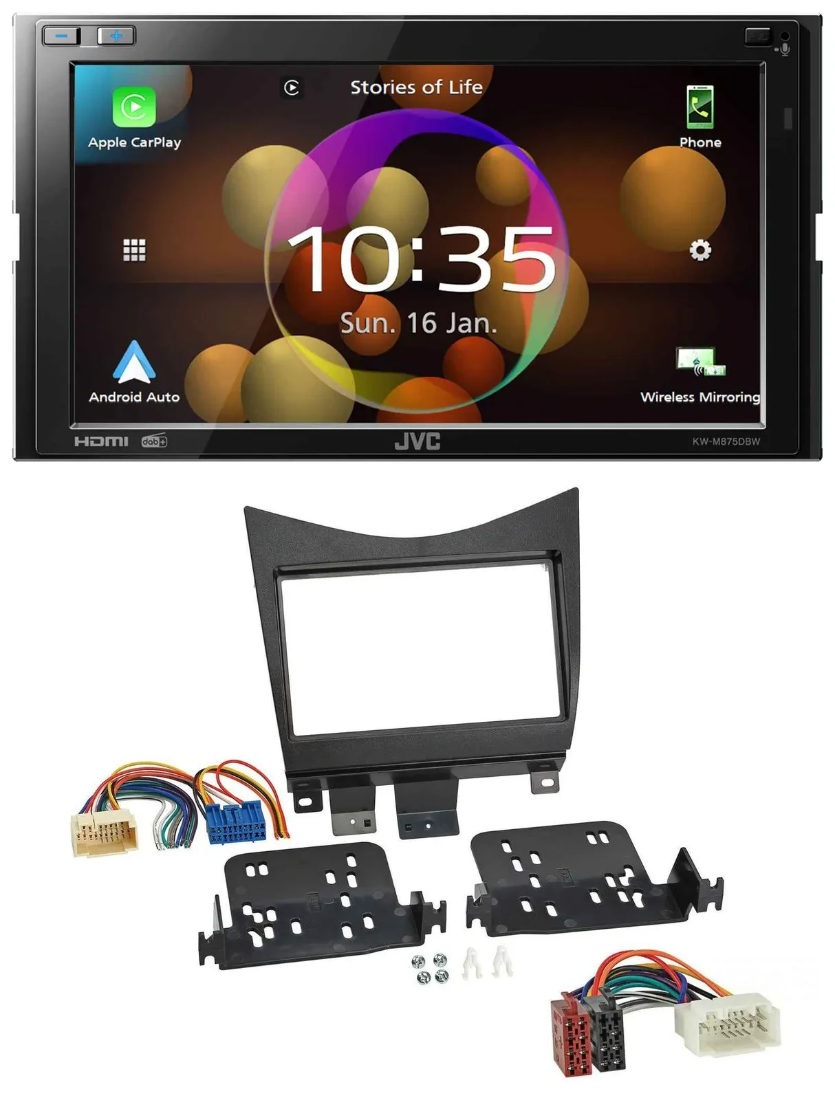 JVC DAB MP3 2DIN Bluetooth USB Autoradio für Honda Accord 02-08 schwarz