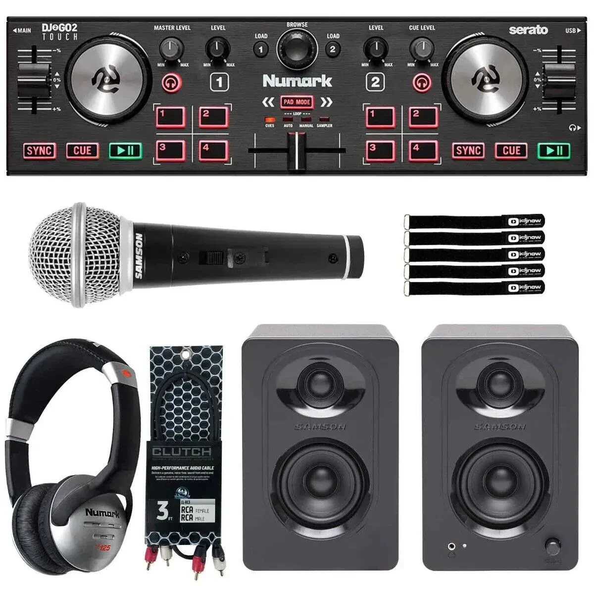Numark DJ2GO2 Touch Home Party Pocket DJ Controller w Monitor Speakers & Mic