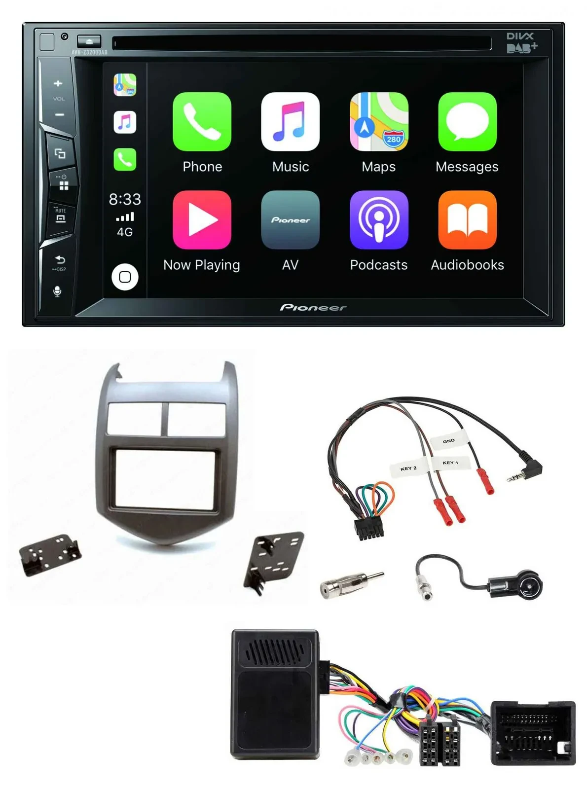 Pioneer Lenkrad USB DVD Bluetooth DAB 2DIN Autoradio für Chevrolet Aveo ab 11 du