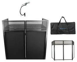 Rockville ROCKBOOTH XL DJ Booth Event Facade+Table+Bag+Scrim+Gooseneck Mic Stand