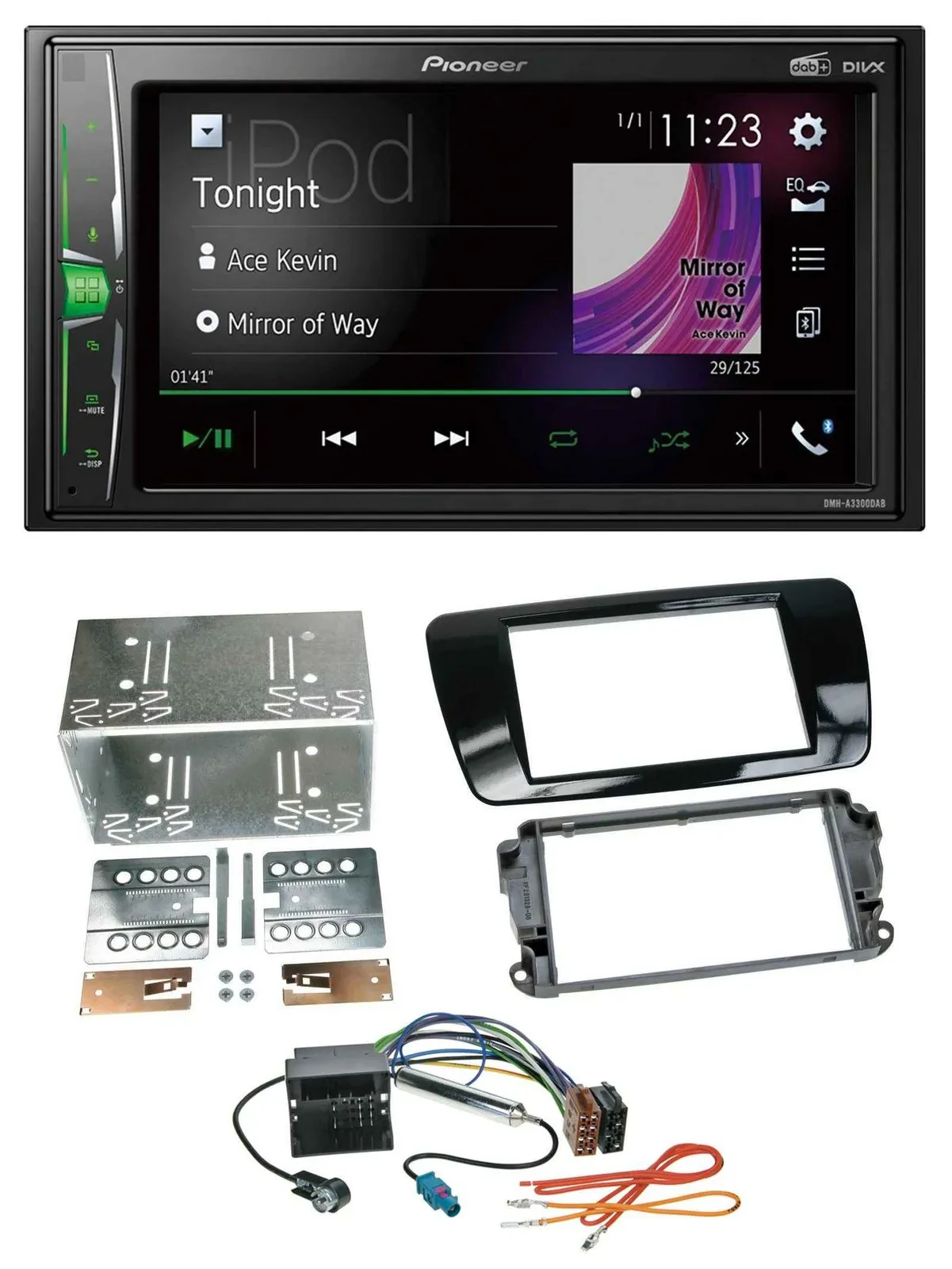 Pioneer 2DIN MP3 DAB USB Bluetooth Autoradio für Seat Ibiza ab 08 Klavierlack-sc