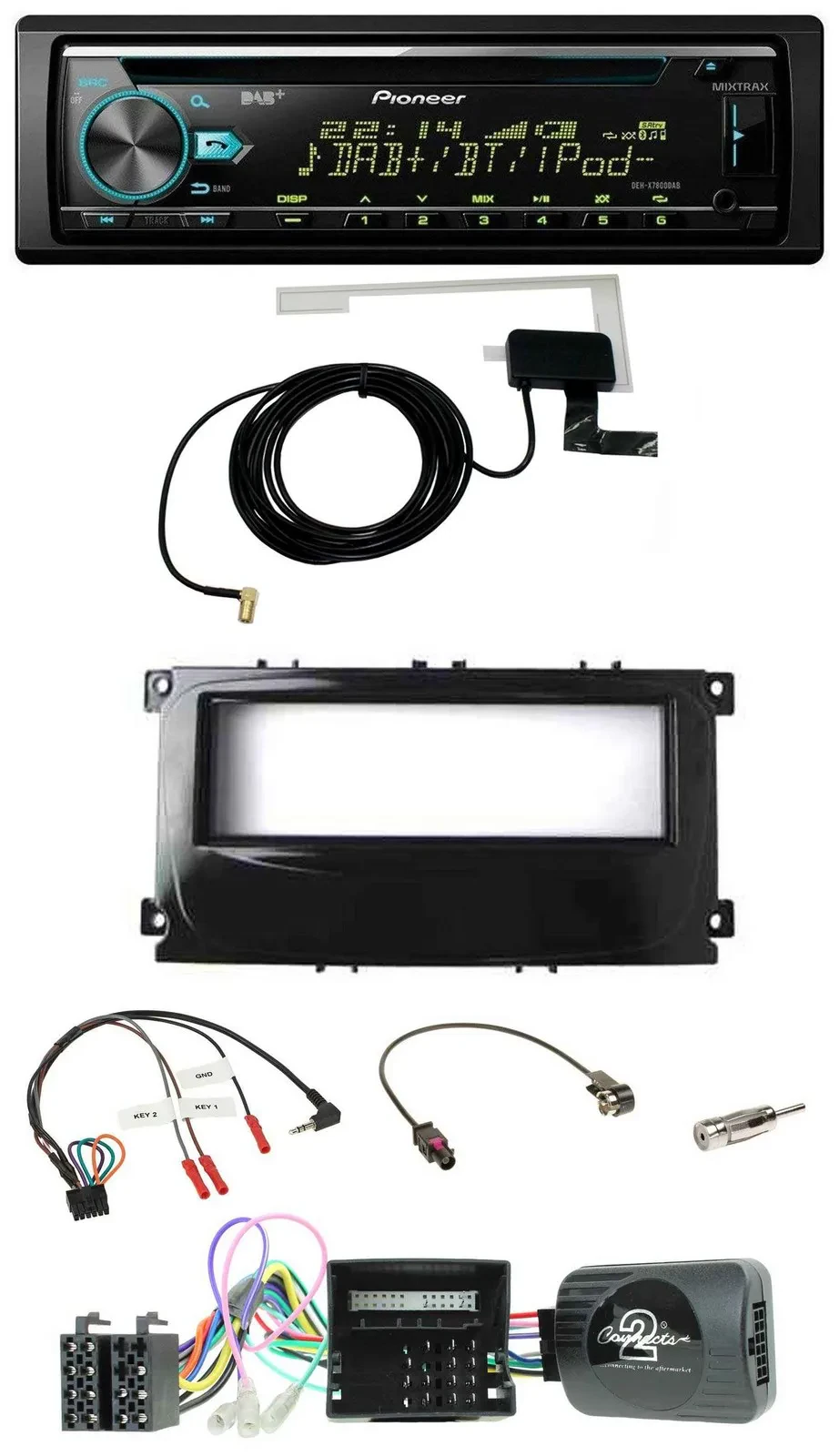 Автомагнитола Pioneer для Ford Mondeo/S‑Max (2007–2014) CD USB DAB, поддержка CAN‑bus и кнопок на руле