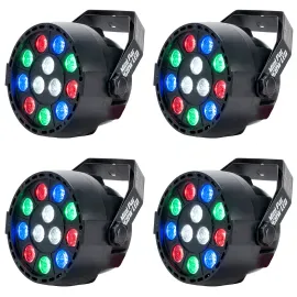 (4) Eliminator Mini Par LED DMX Par Wash Lights For DJ/Stage/Clubs/Bars/Events
