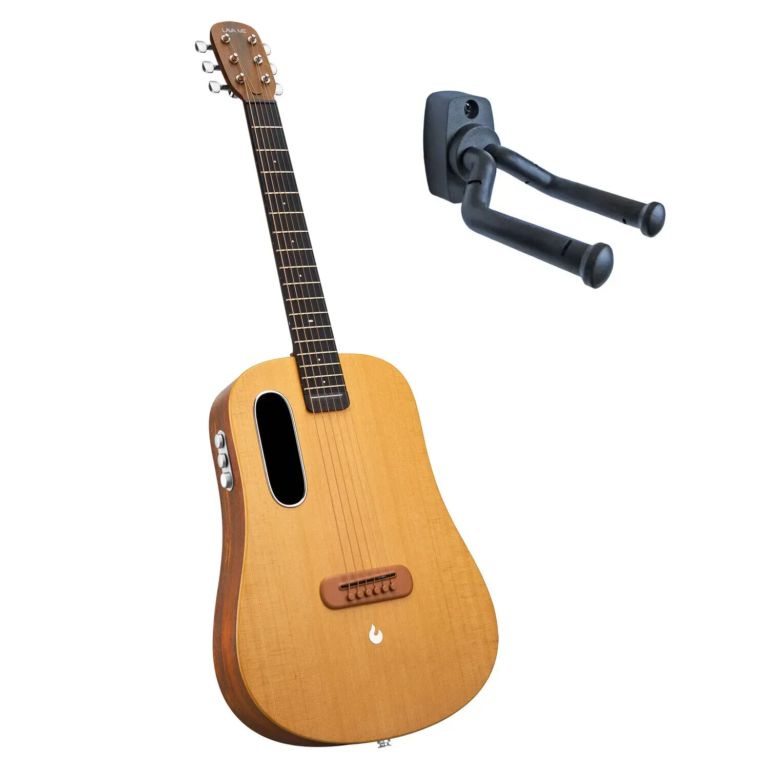 Акустическая гитара Lava Music ME Air Spruce 36" коричневый, текстура дерева с настенным держателем keepdrum