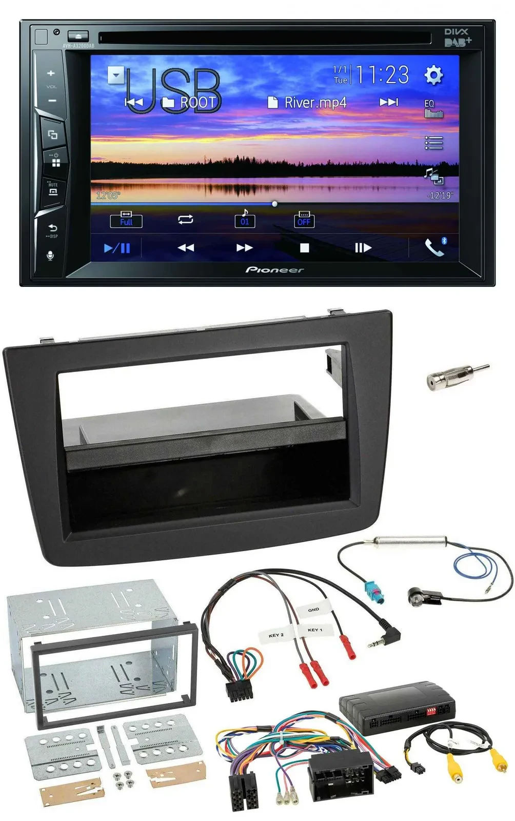 Pioneer Bluetooth 2DIN USB DVD DAB Lenkrad Autoradio für Alfa Romeo Mito 14-18 I