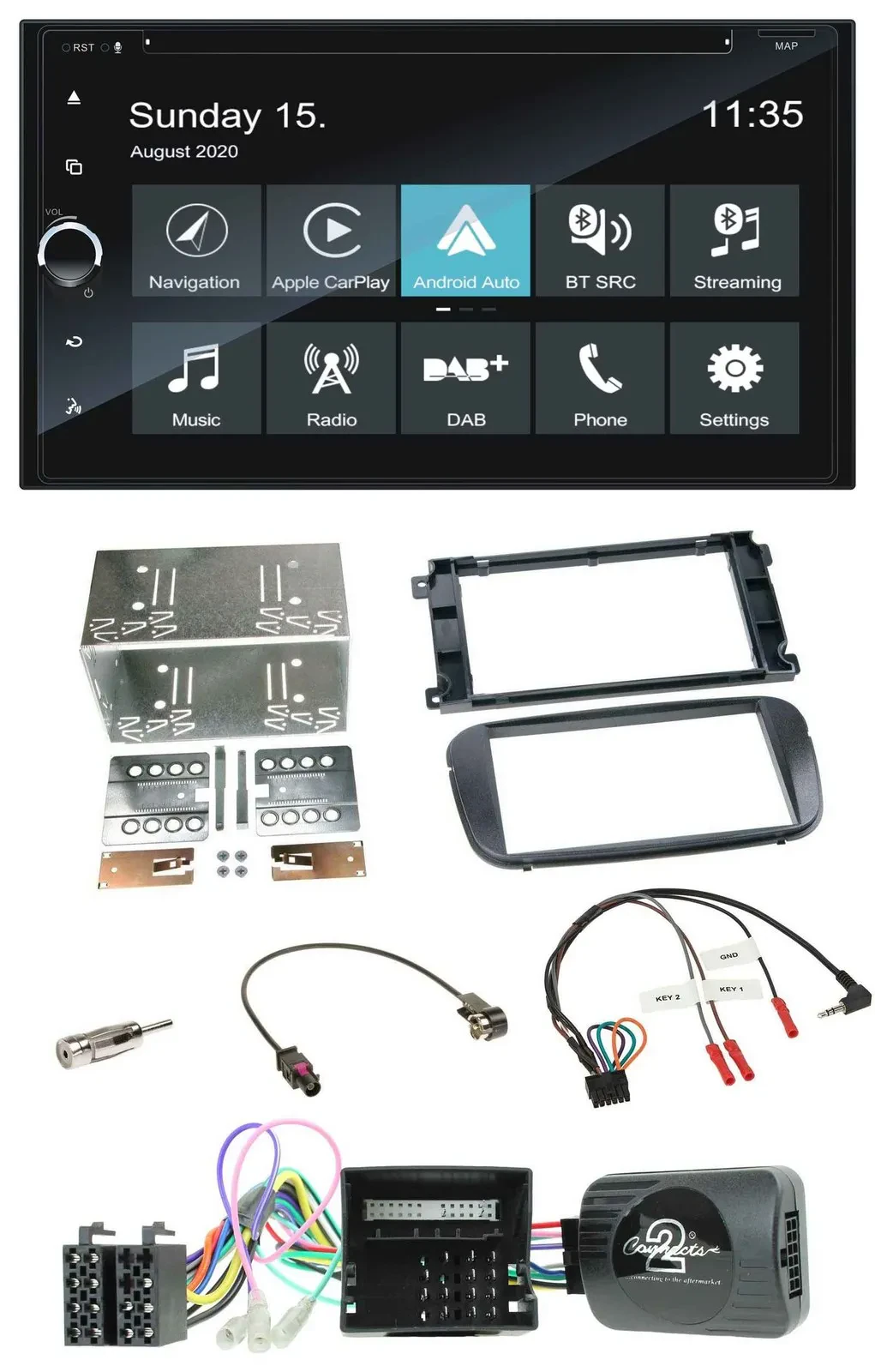 Автомагнитола Blaupunkt 2DIN Bluetooth USB DAB с навигацией, TMC, поддержка управления на руле, для Ford S-Max/Mondeo