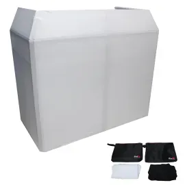 ProX XF-MESA MK2 DJ Facade Table Station with White/Black Scrim & Scrim Bags ...