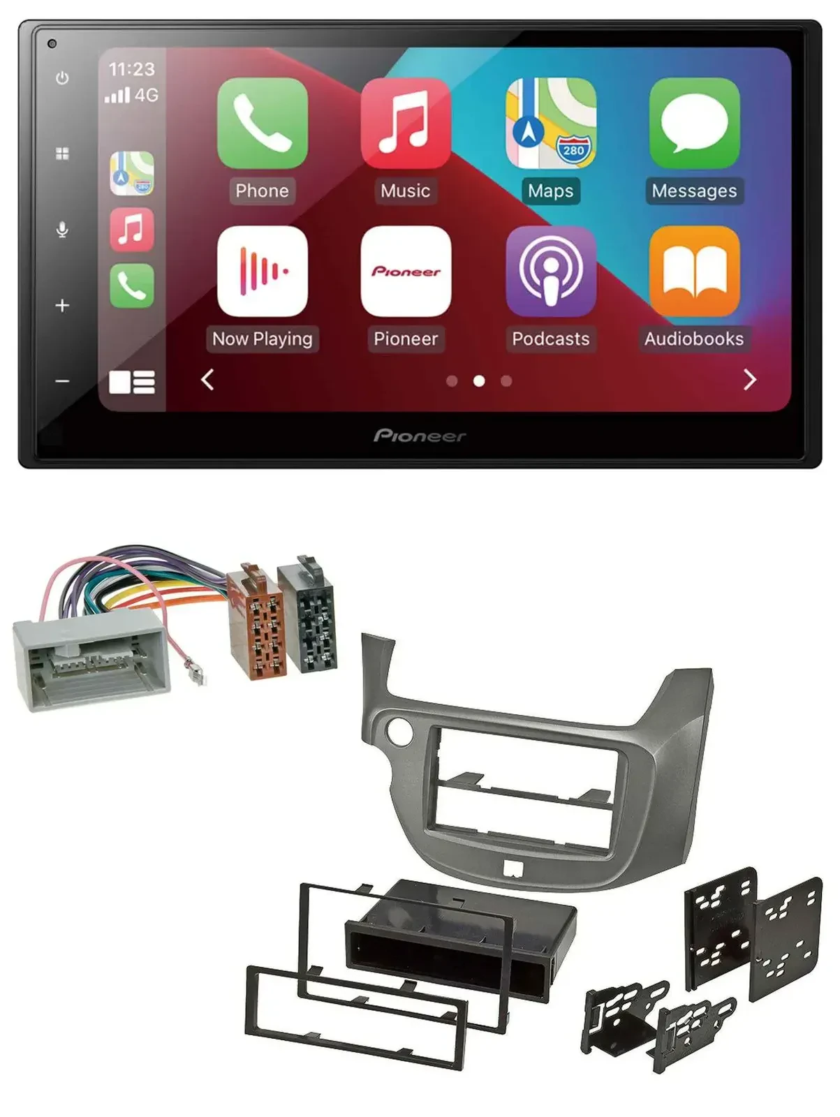 Автомагнитола для Honda Jazz (с 2009) Pioneer 2-DIN USB MP3 DAB Bluetooth, серебристая