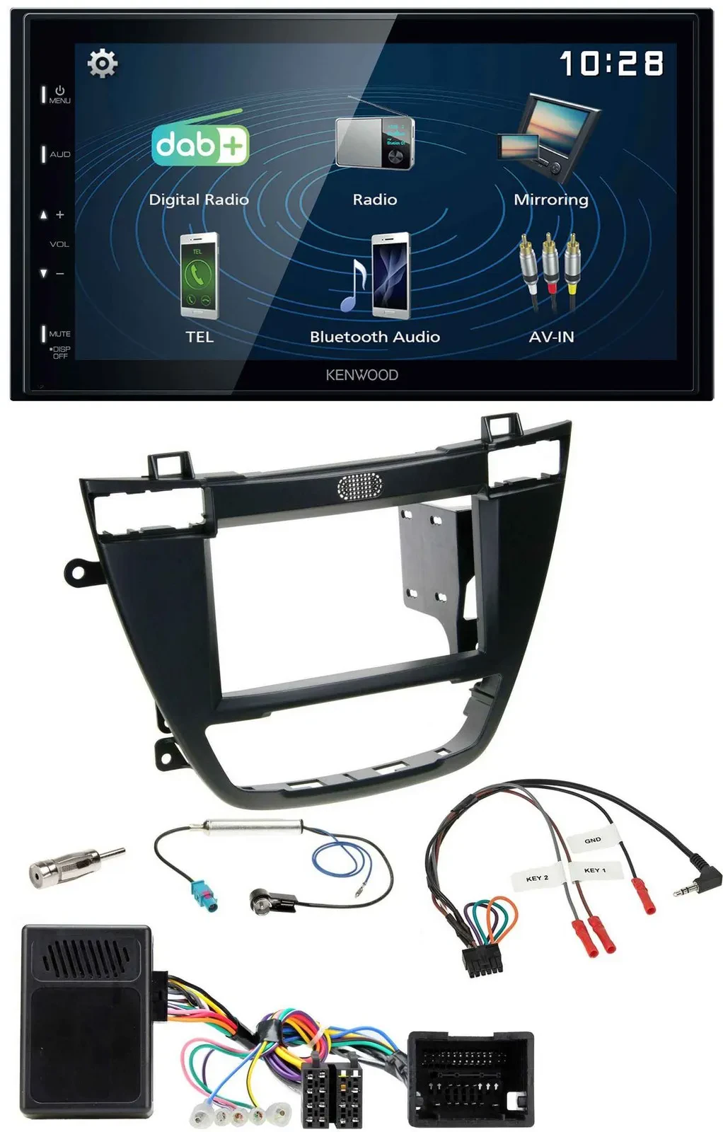 Kenwood 2DIN Bluetooth Lenkrad USB DAB Autoradio für Opel Insignia ab 08 schwarz